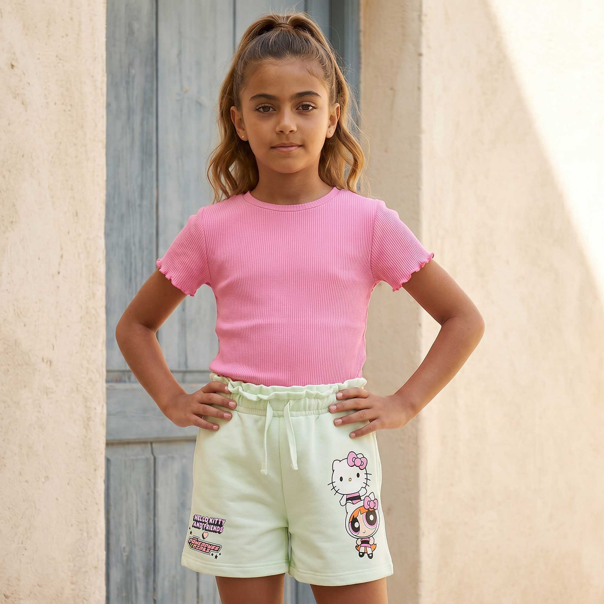 شورت فوق الركبة بخصر مطاطي برباط وبطبعات-girls-clothing-bottoms-shorts-image-5
