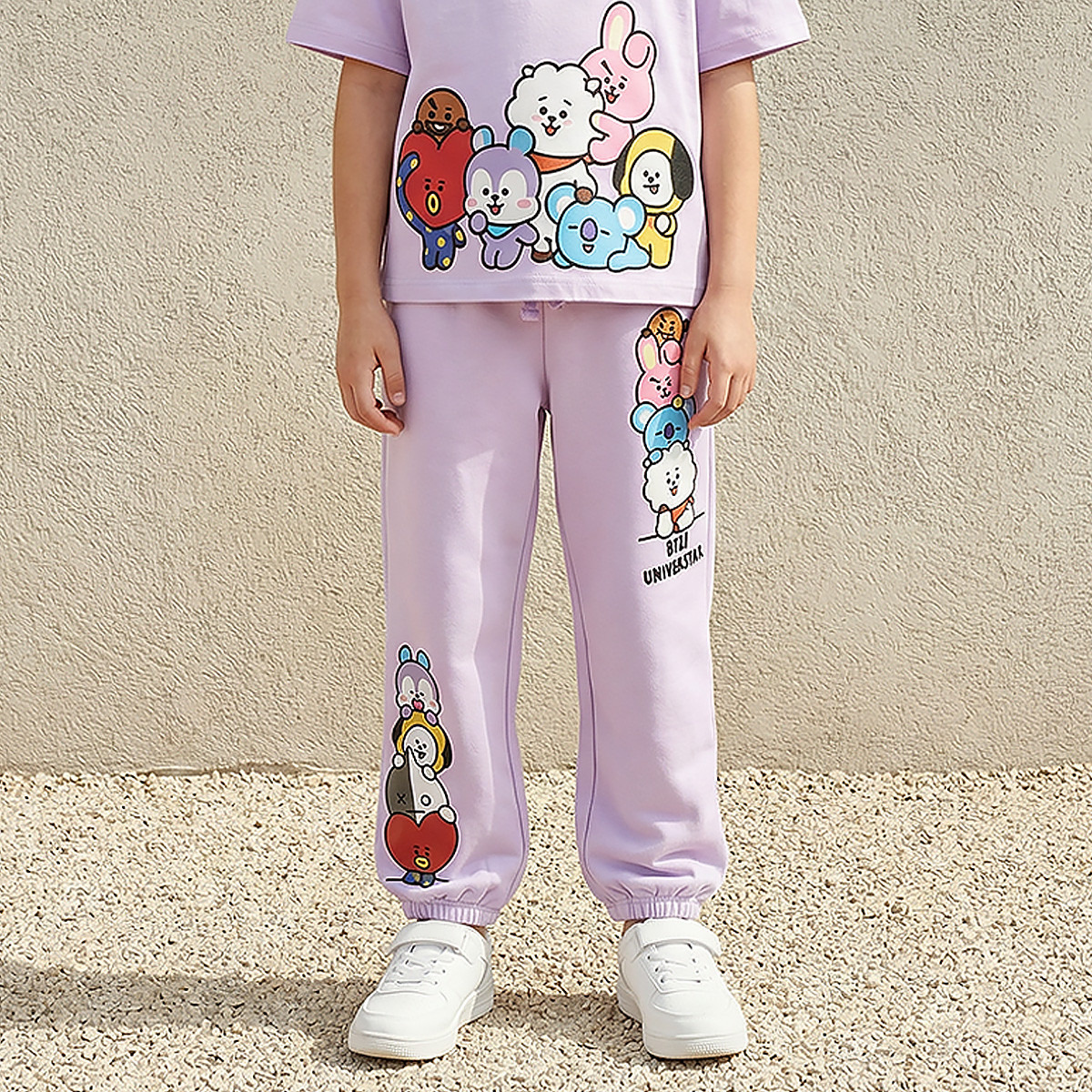 Elasticated Drawstring Waist Joggers with BT21 Print-girls-clothing-bottoms-joggersandtrackpants-image-4