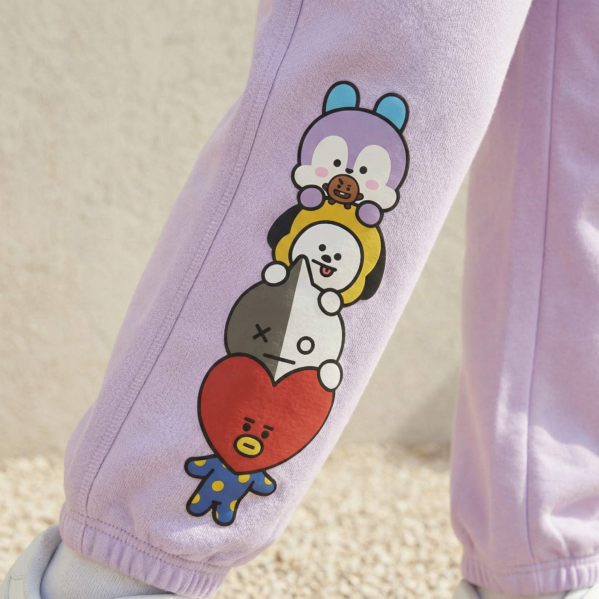 Elasticated Drawstring Waist Joggers with BT21 Print-girls-clothing-bottoms-joggersandtrackpants-image-5