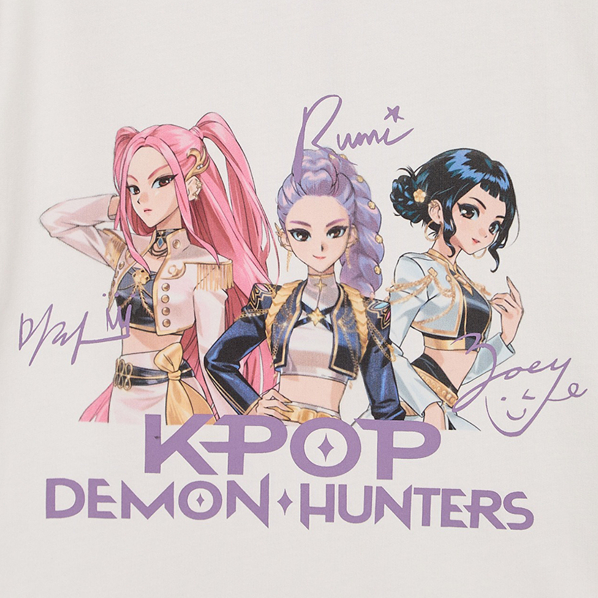 Netflix Collared Short Sleeves Knee Length T-shirt Dress with KPop Demon Hunters Print-girls-clothing-dressesandjumpsuits-image-4