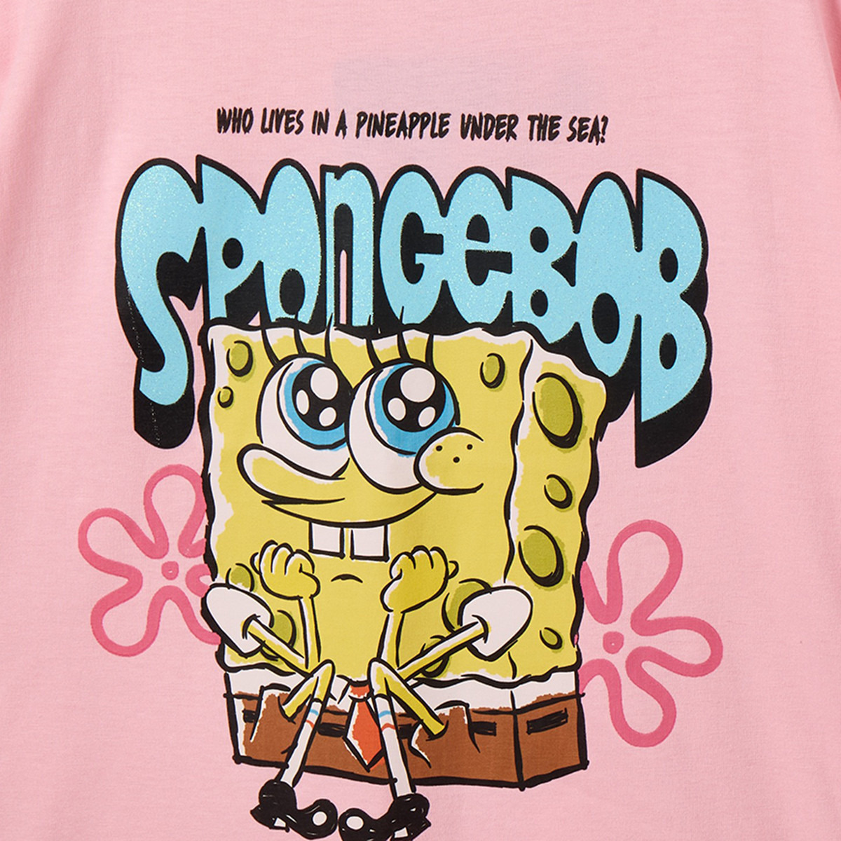 Crew Neck Short Sleeves T-shirt with SpongeBob SquarePants Print-girls-clothing-tshirts-image-4
