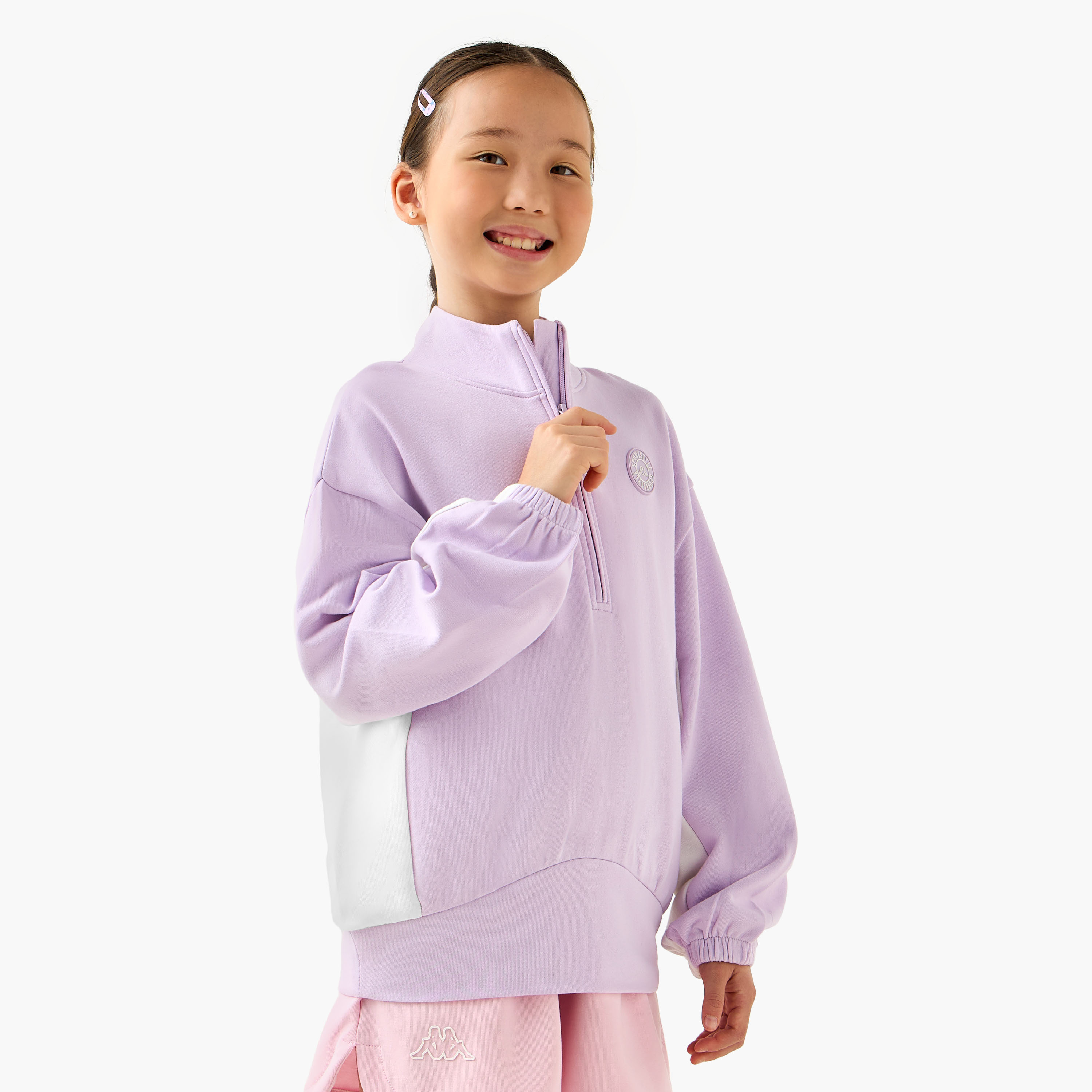 سويت شيرت بياقة عالية مع سحاب من كابا-sports-girls-clothing-tops-image-1