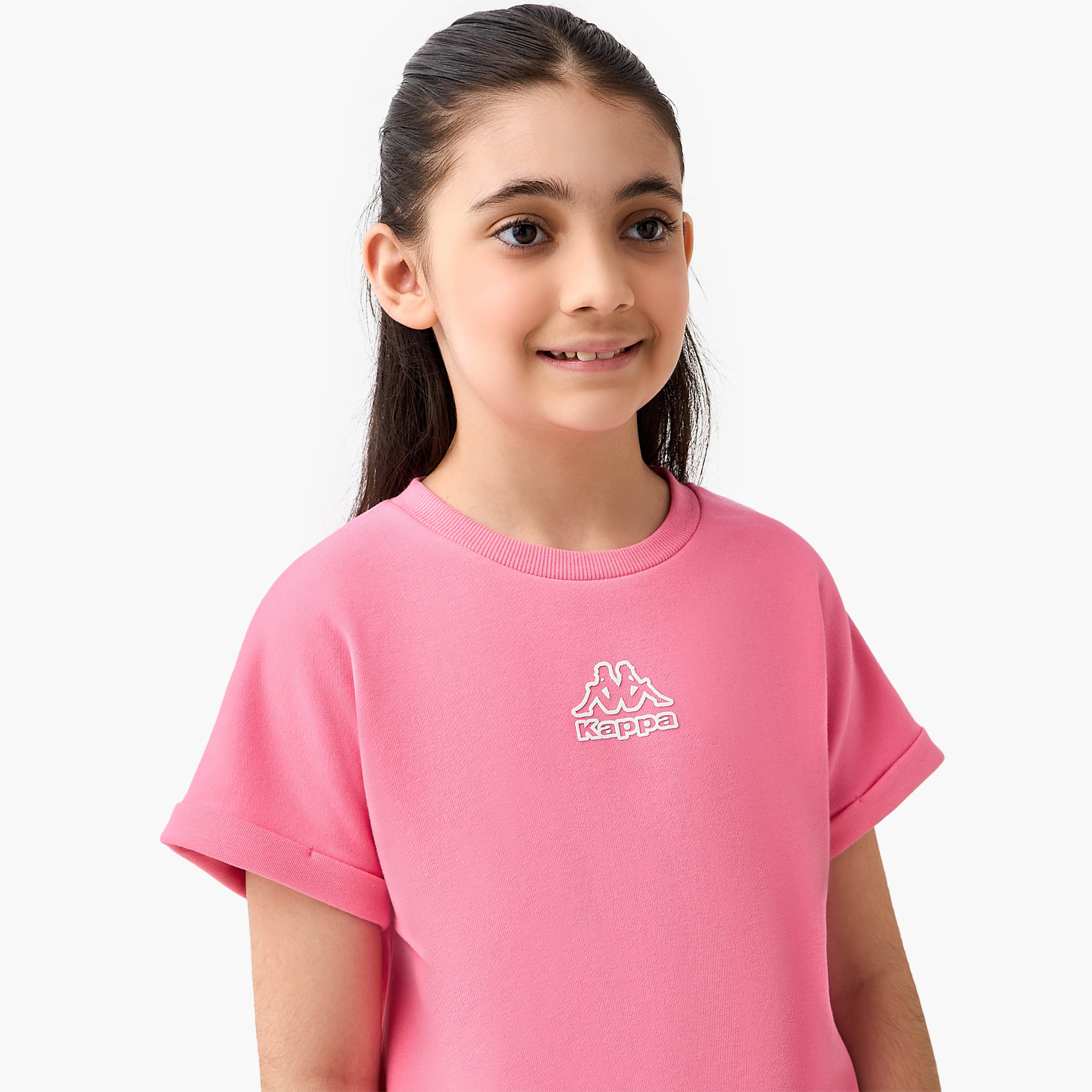 Kappa Crew Neck Short Sleeves T-shirt with Logo Print-girls-clothing-tshirts-image-4