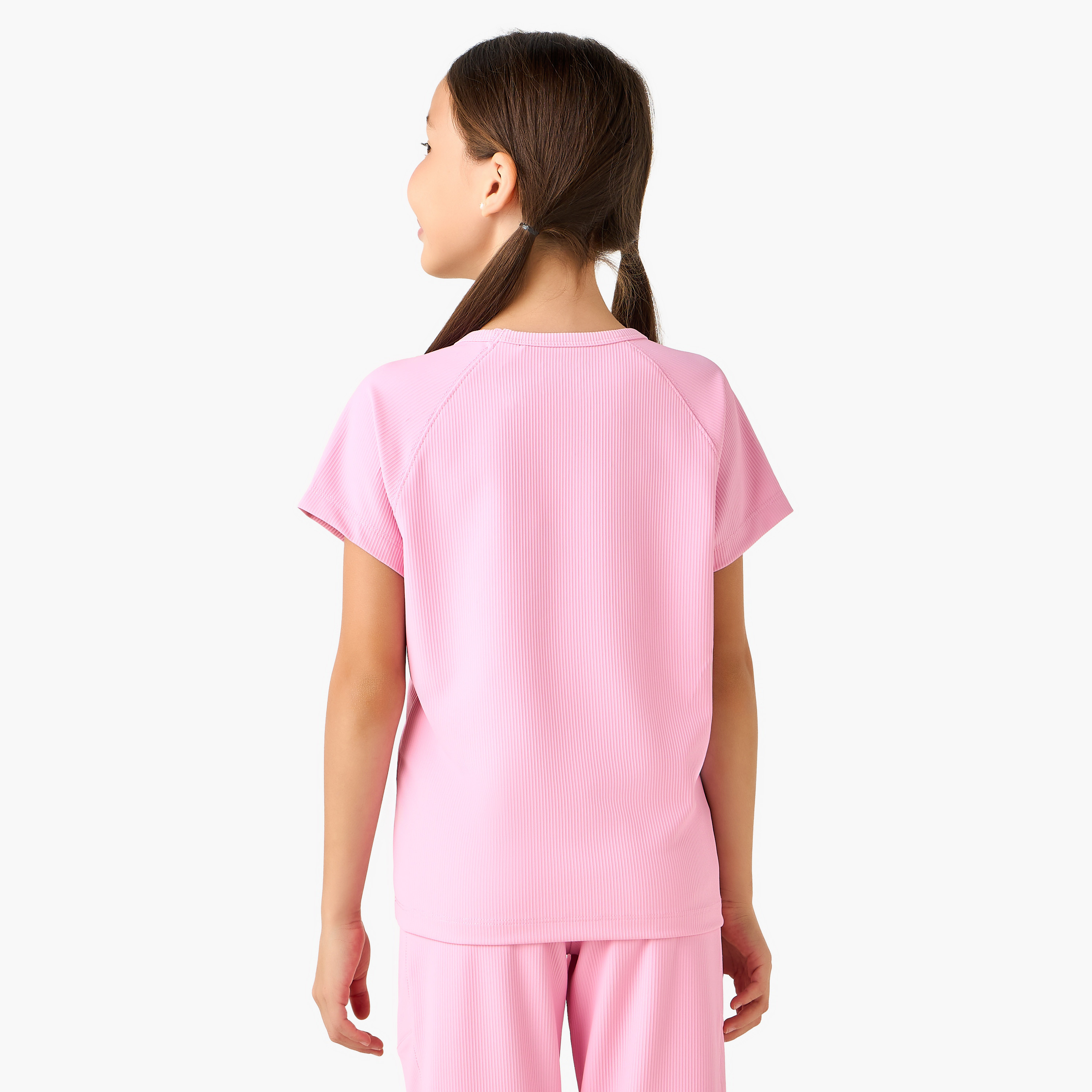 Kappa Crew Neck Short Raglan Sleeves T-shirt with Ribbed Texture-girls-clothing-tshirts-image-3