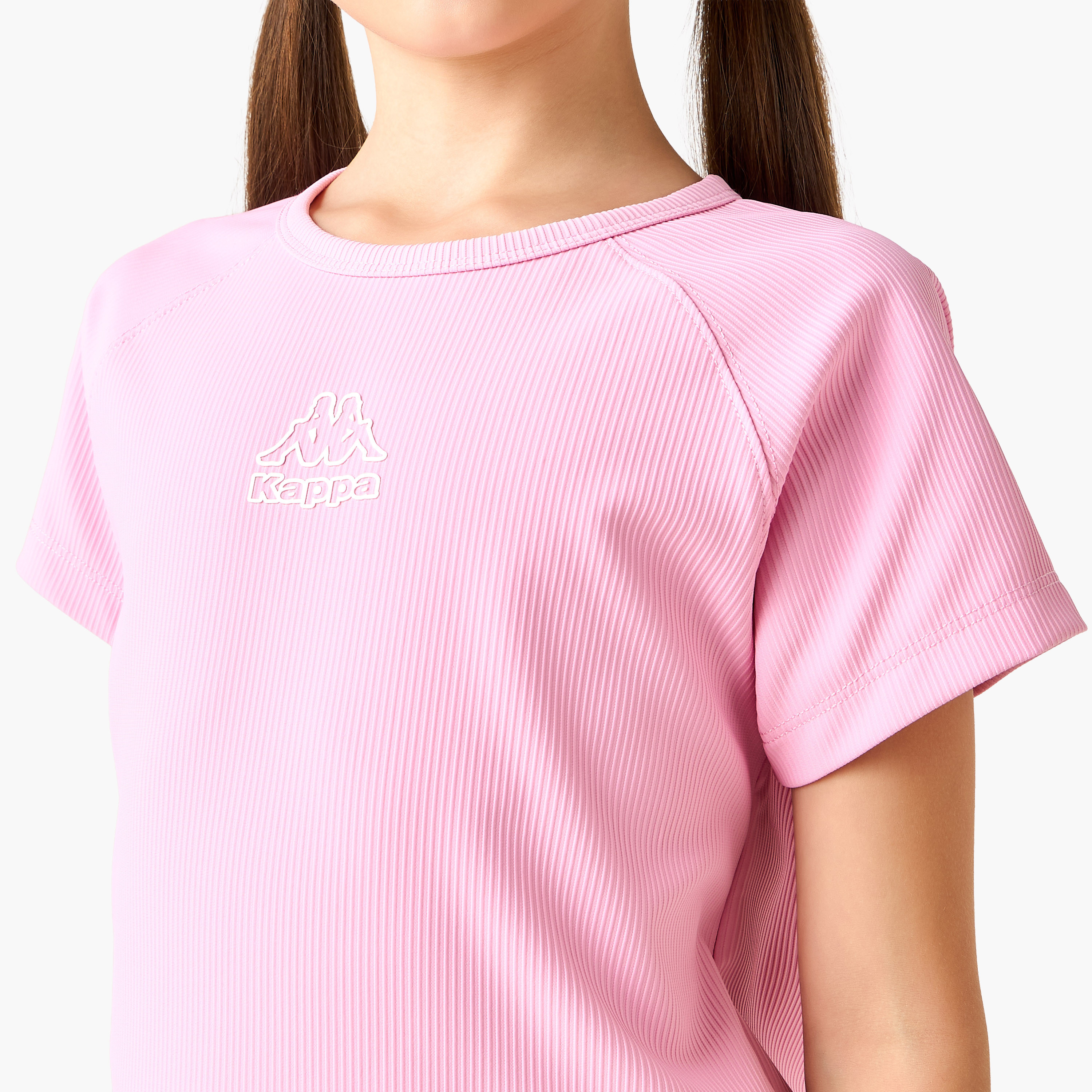 Kappa Crew Neck Short Raglan Sleeves T-shirt with Ribbed Texture-girls-clothing-tshirts-image-5