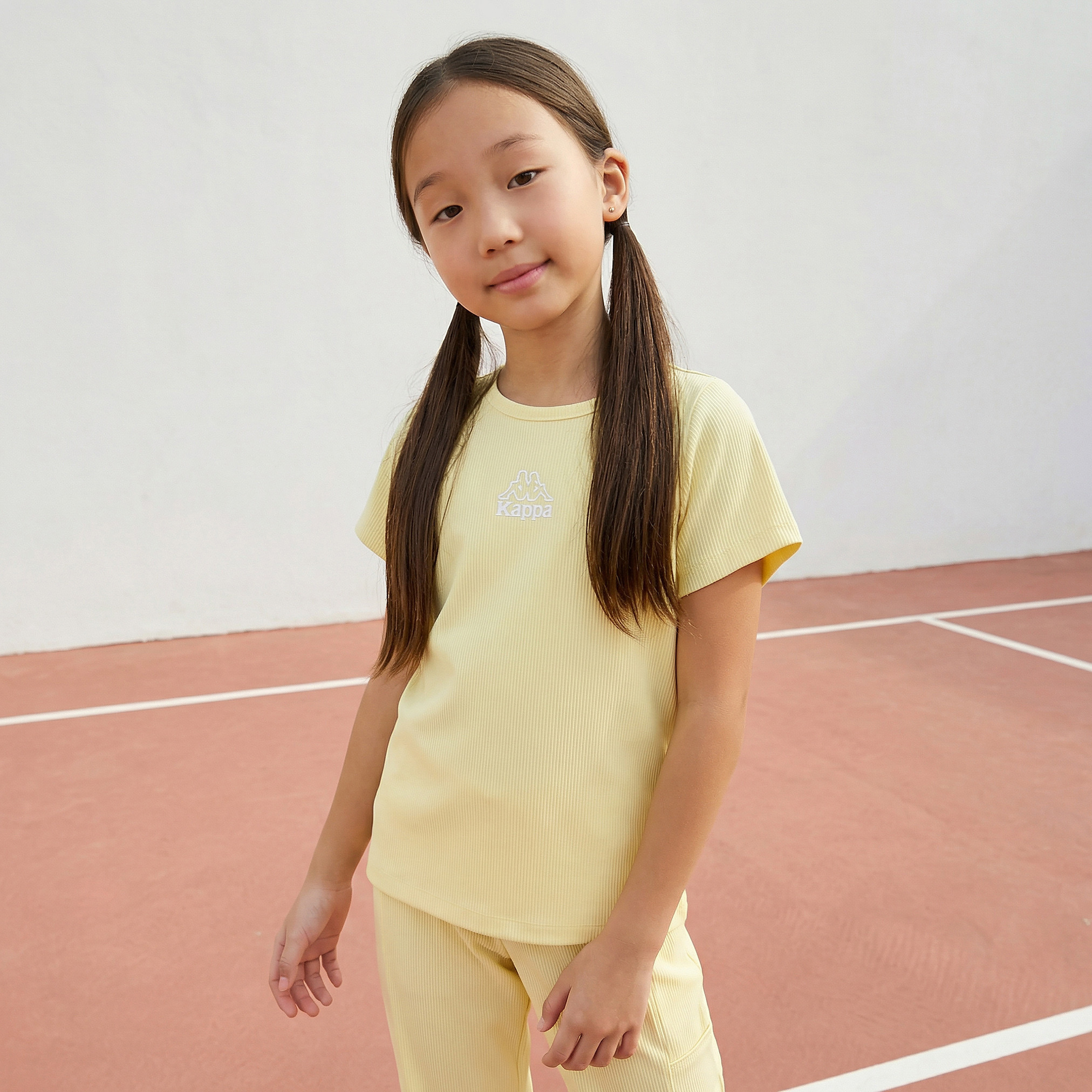 Kappa Crew Neck Short Raglan Sleeves T-shirt with Ribbed Texture-girls-clothing-tshirts-image-1