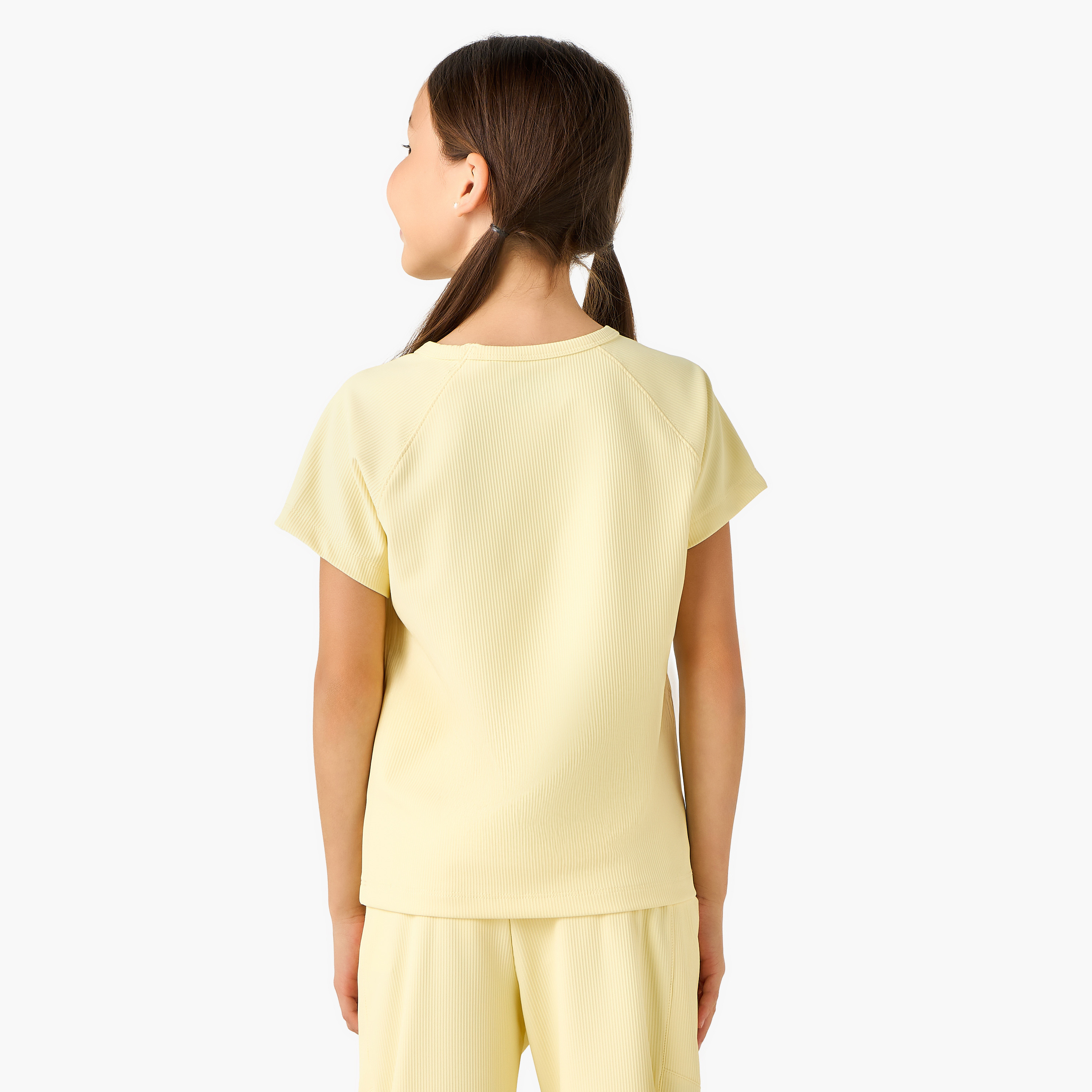 Kappa Crew Neck Short Raglan Sleeves T-shirt with Ribbed Texture-girls-clothing-tshirts-image-3