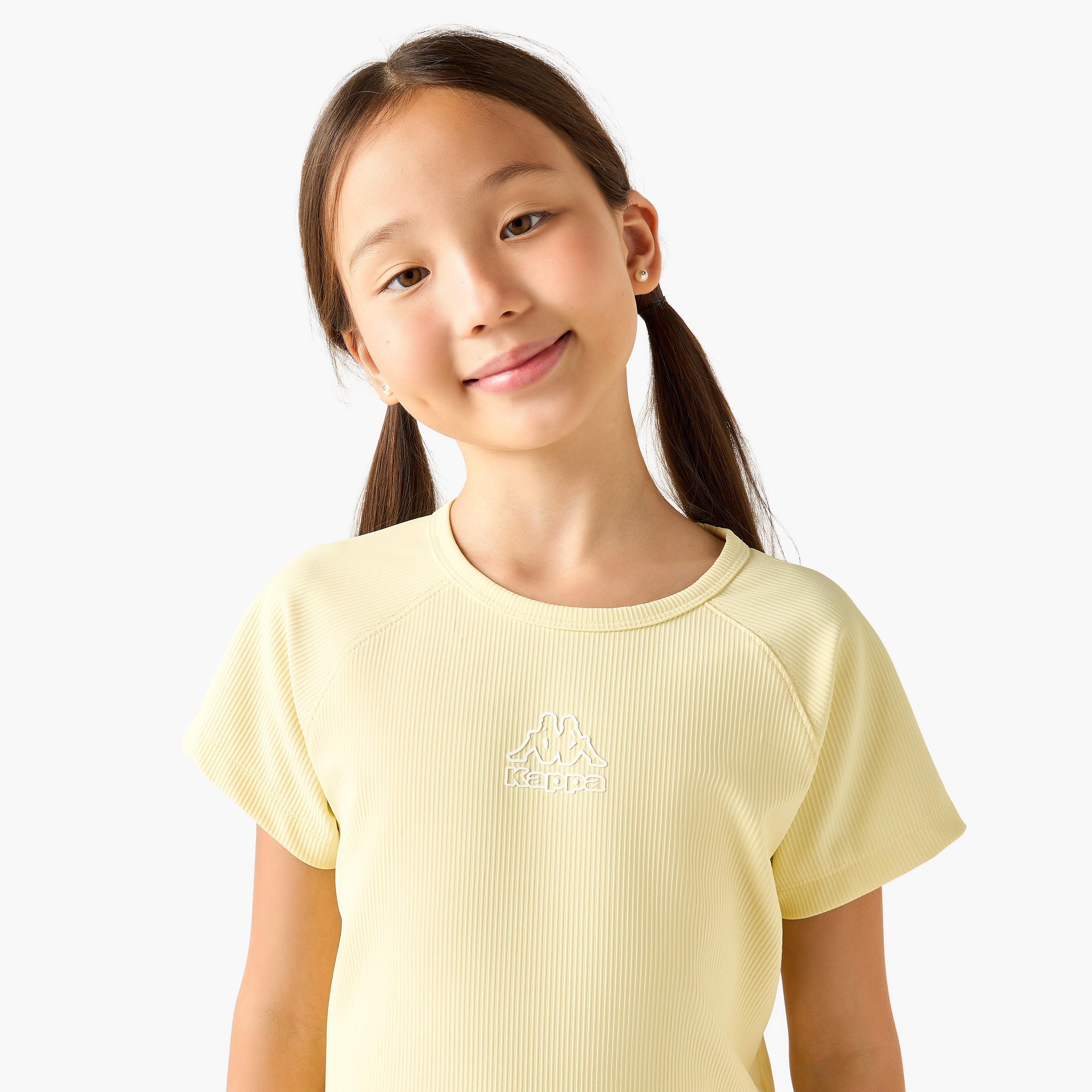 Kappa Crew Neck Short Raglan Sleeves T-shirt with Ribbed Texture-girls-clothing-tshirts-image-4