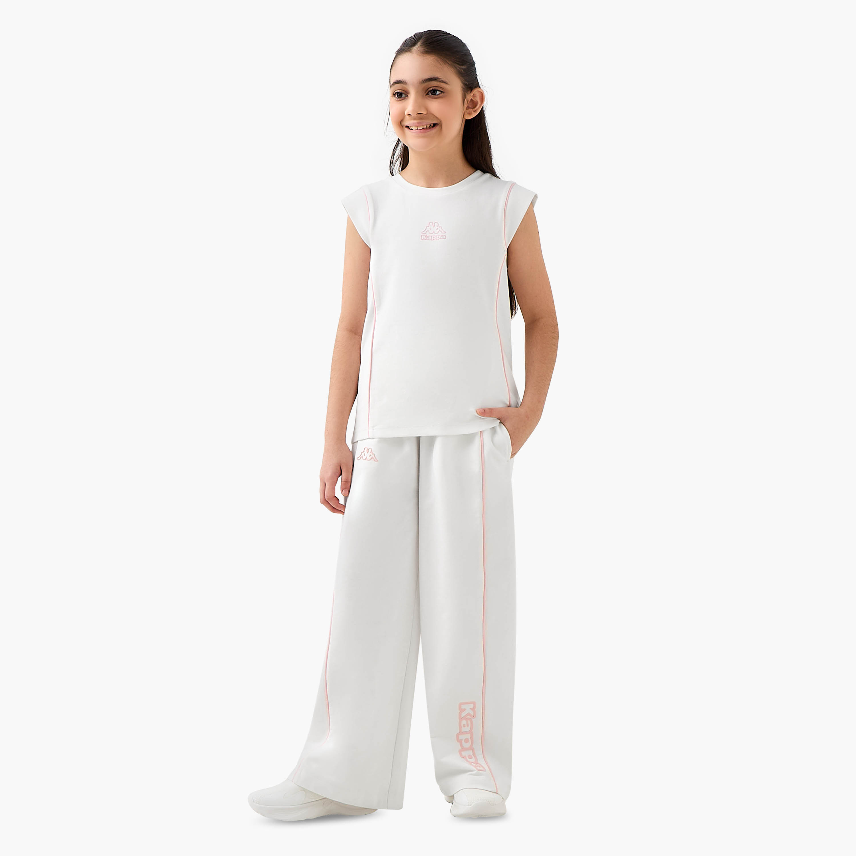 Kappa Cap Sleeves T-shirt with Logo Print-girls-clothing-tshirts-image-2