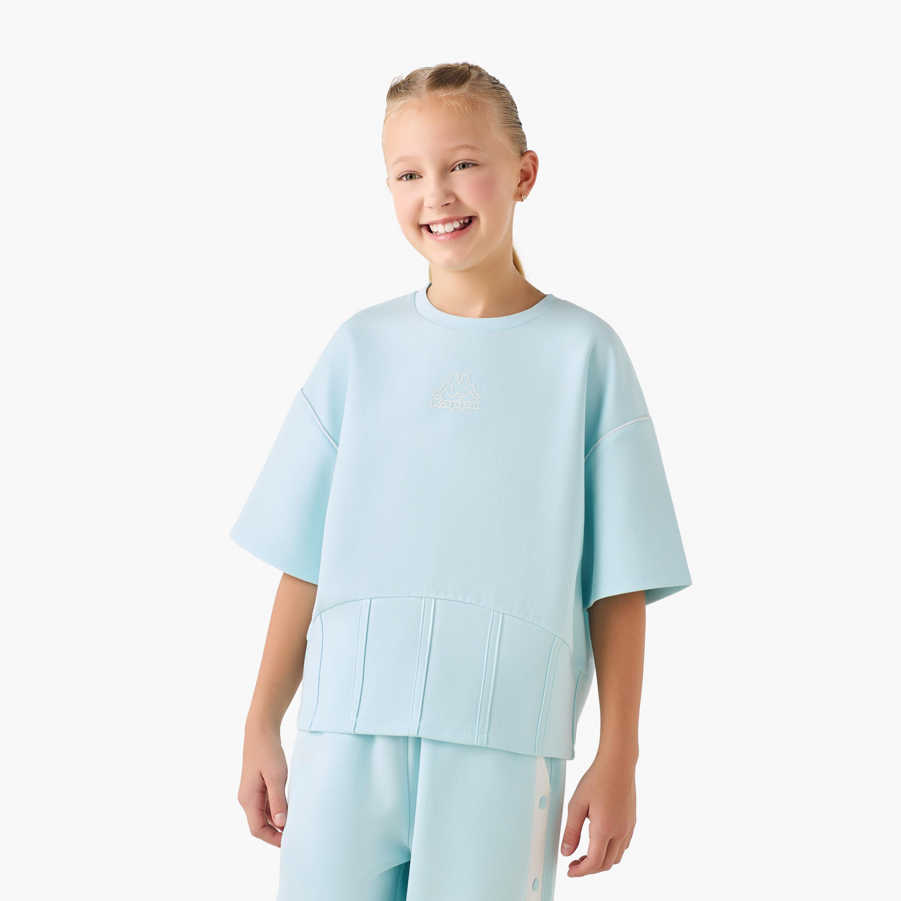 Kappa Crew Neck Short Sleeve T-shirt with Panelled Hem-girls-clothing-tshirts-image-1