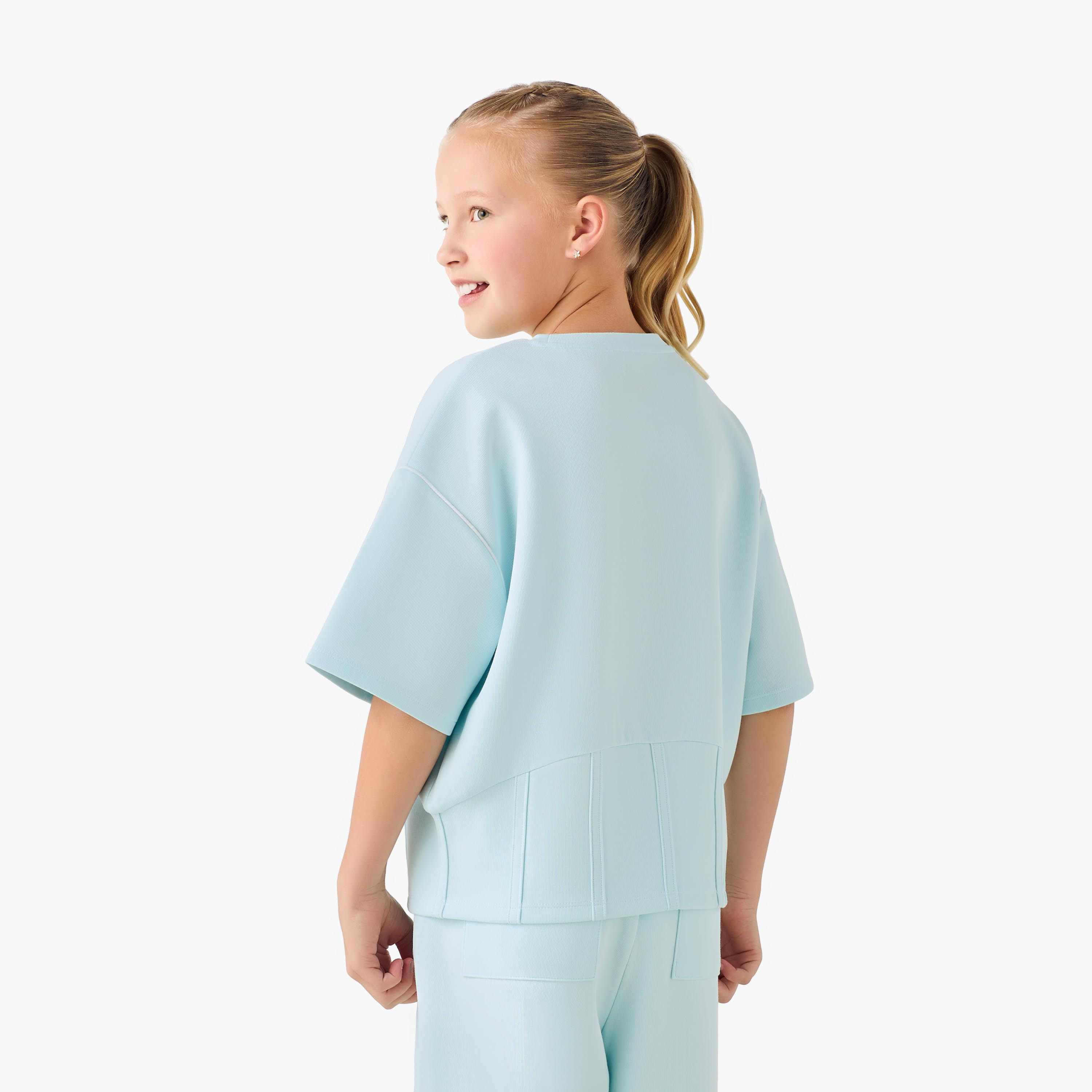 Kappa Crew Neck Short Sleeve T-shirt with Panelled Hem-girls-clothing-tshirts-image-3