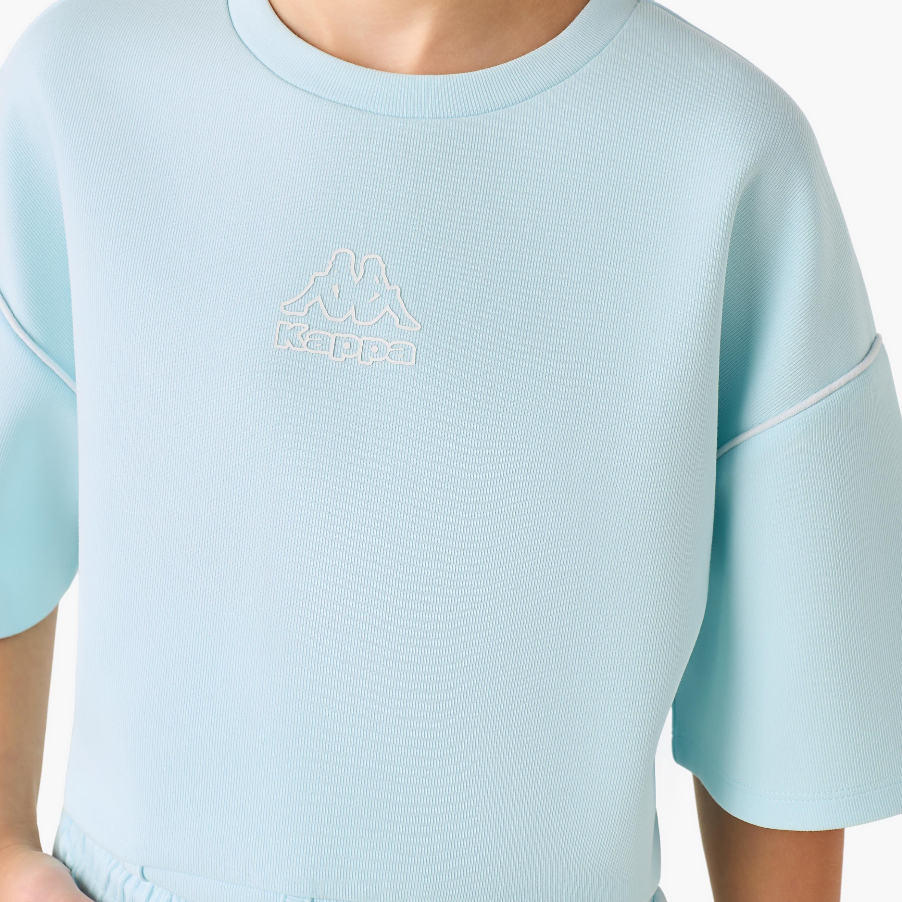 Kappa Crew Neck Short Sleeve T-shirt with Panelled Hem-girls-clothing-tshirts-image-4
