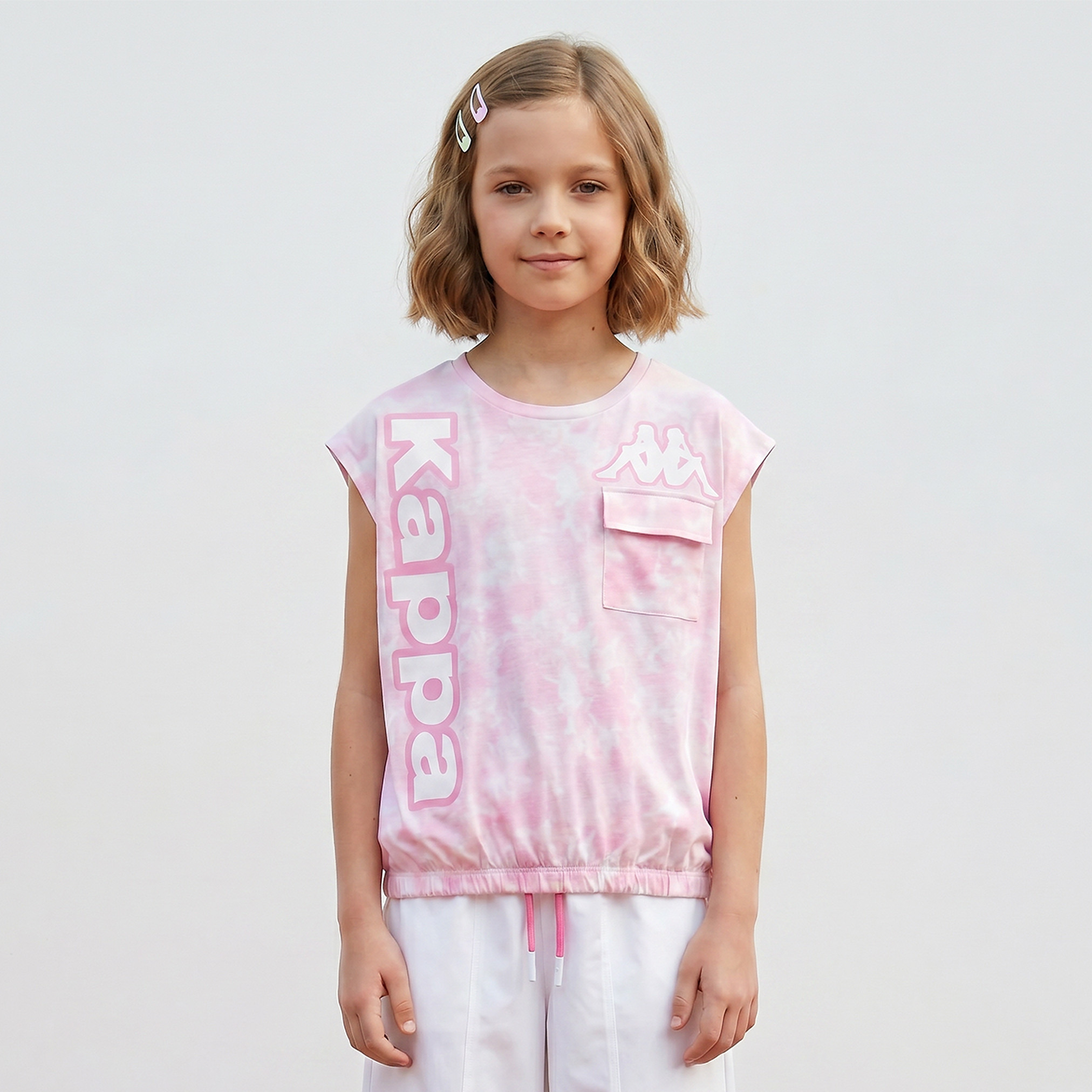Kappa Crew Neck Sleeveless T-shirt with Logo Print-girls-clothing-tshirts-image-1