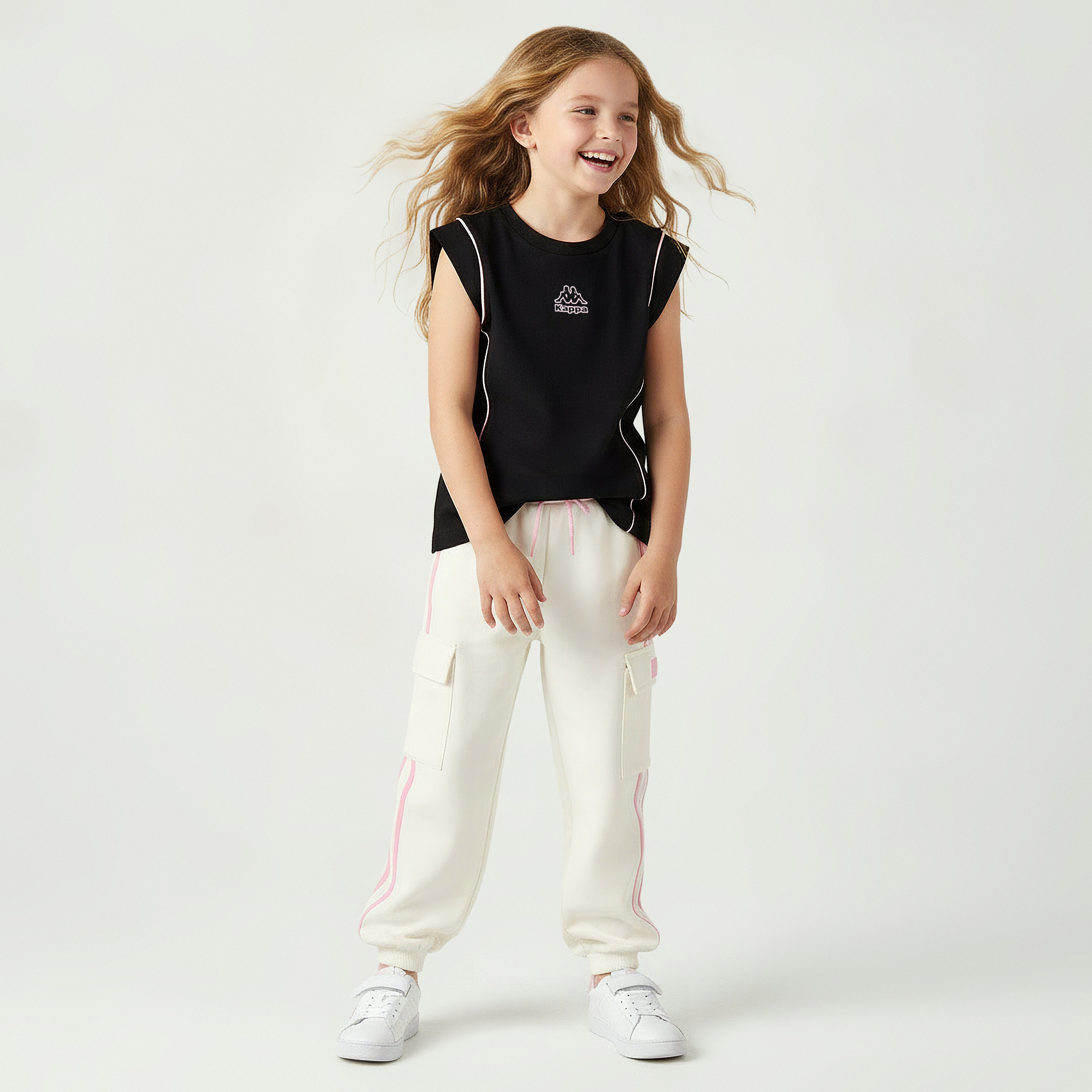 Kappa Crew Neck Sleeveless T-shirt with Logo Print-girls-clothing-tshirts-image-2