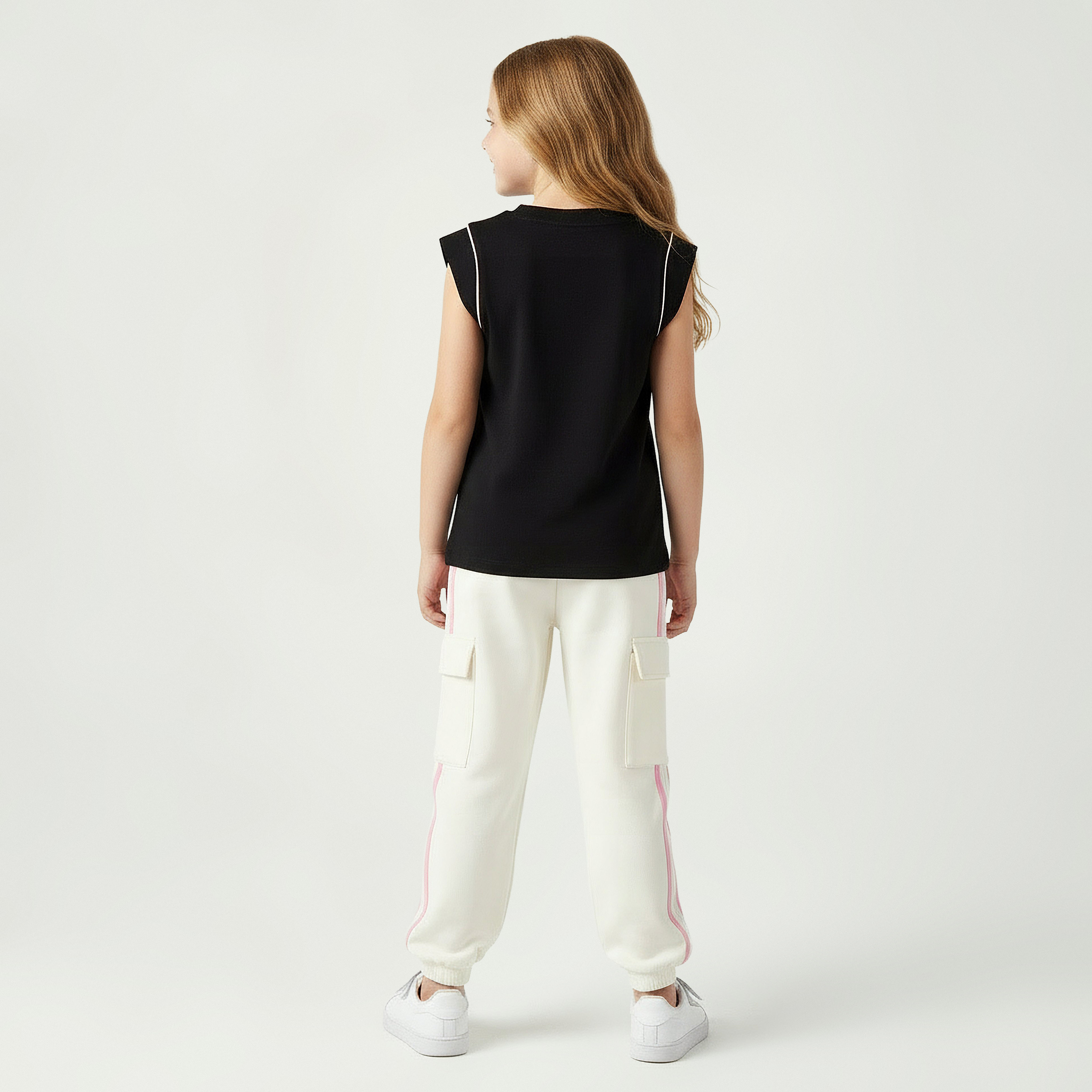 Kappa Crew Neck Sleeveless T-shirt with Logo Print-girls-clothing-tshirts-image-3