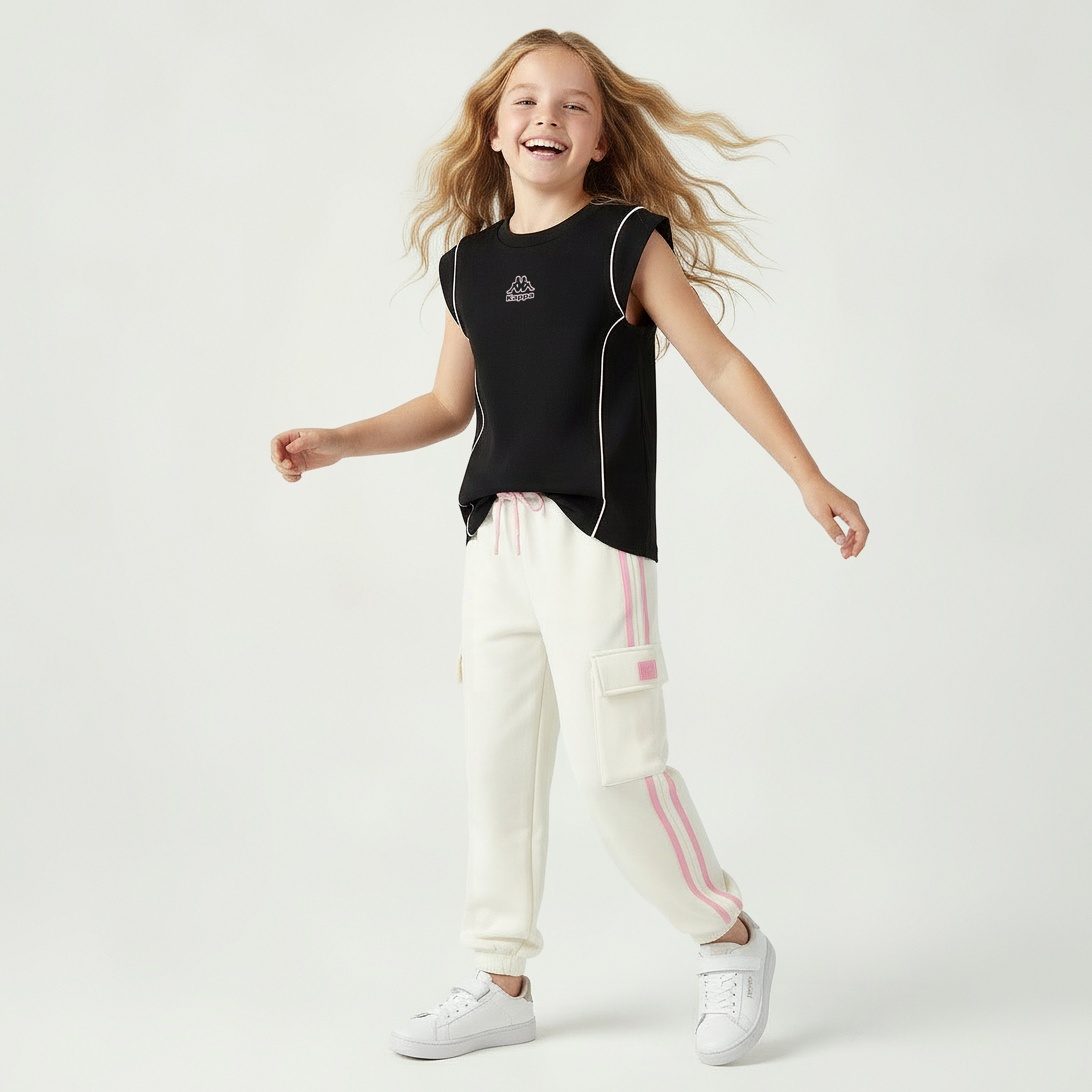 Kappa Crew Neck Sleeveless T-shirt with Logo Print-girls-clothing-tshirts-image-5