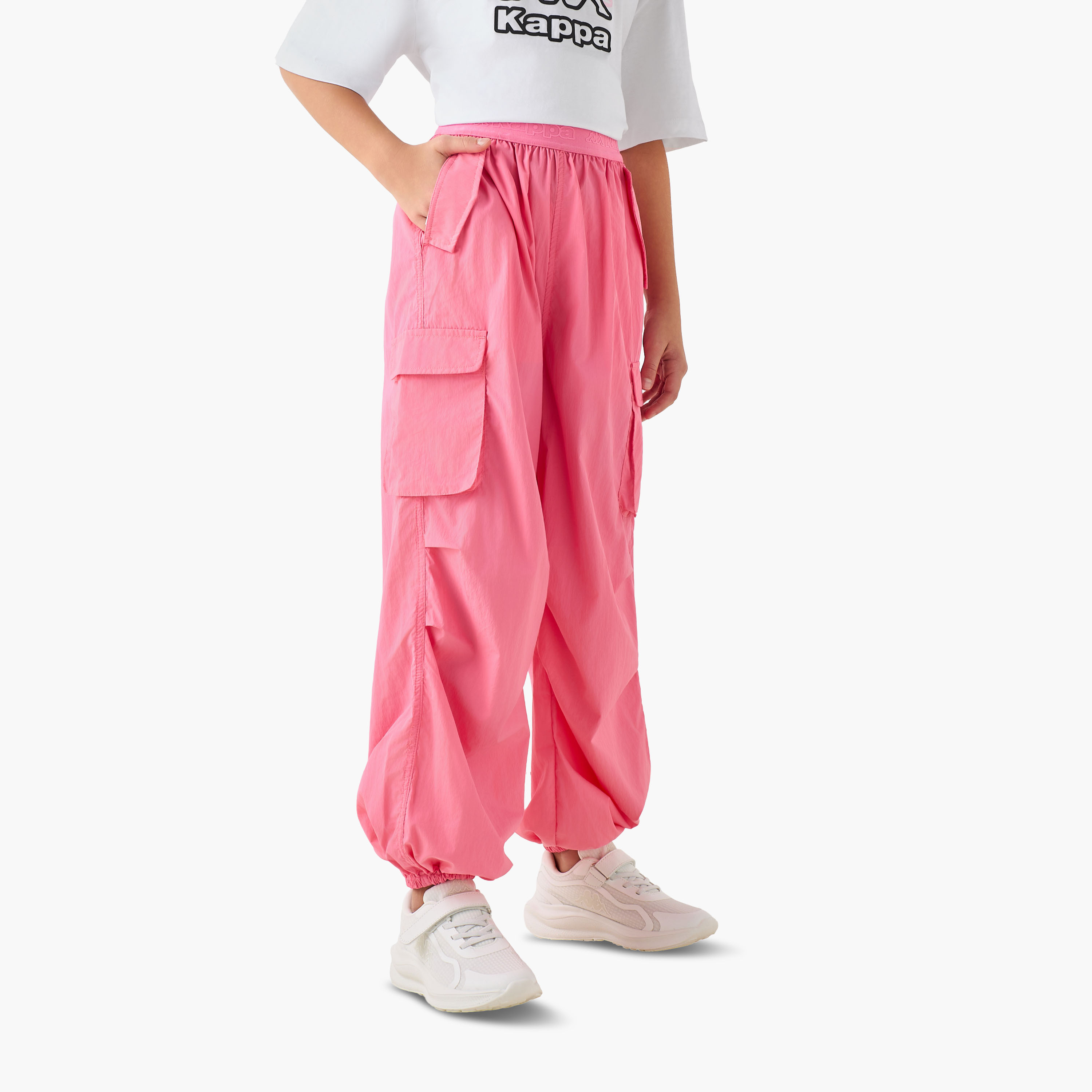 Kappa Elasticated Waist Joggers with Flap Pockets-girls-clothing-bottoms-joggersandtrackpants-image-1