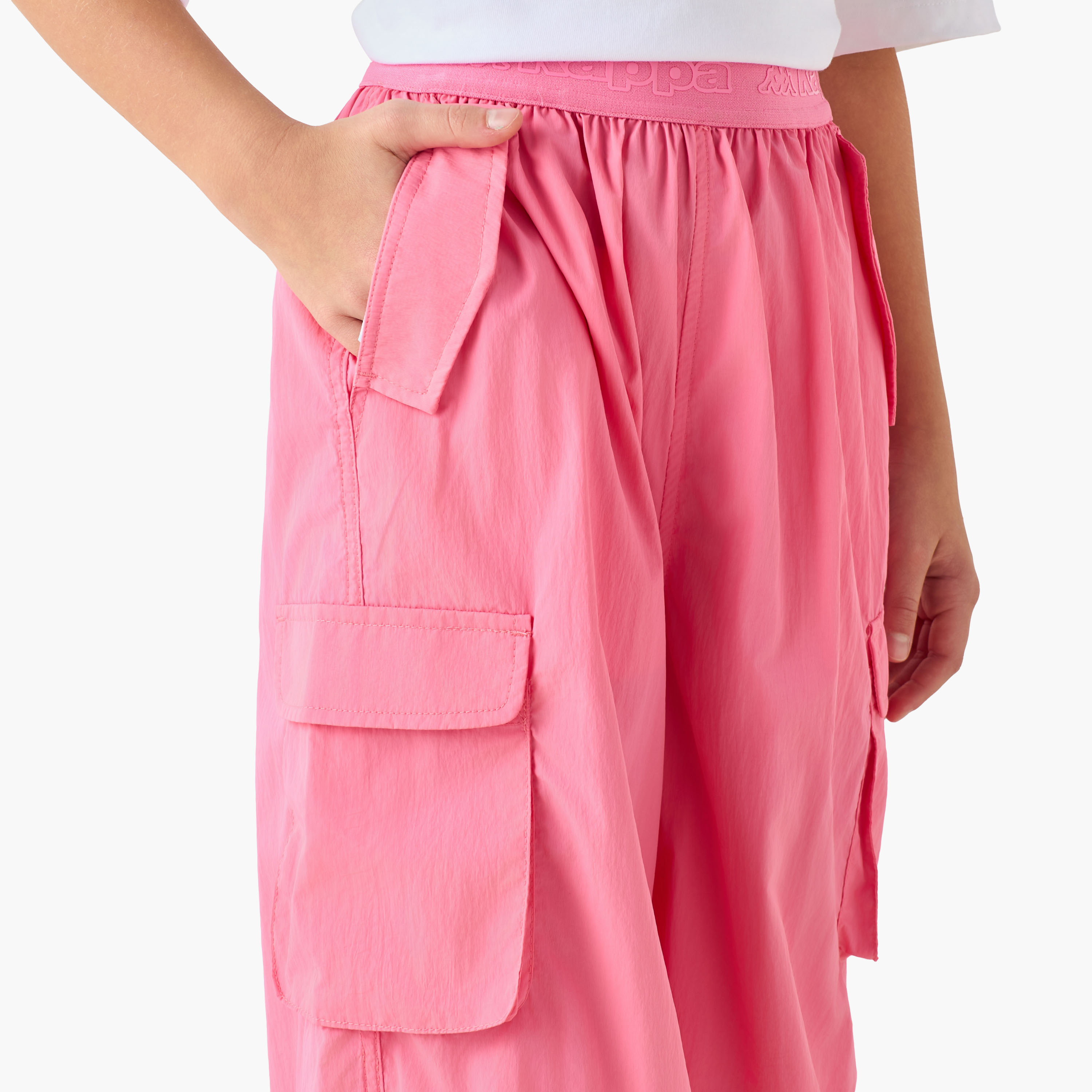 Kappa Elasticated Waist Joggers with Flap Pockets-girls-clothing-bottoms-joggersandtrackpants-image-4
