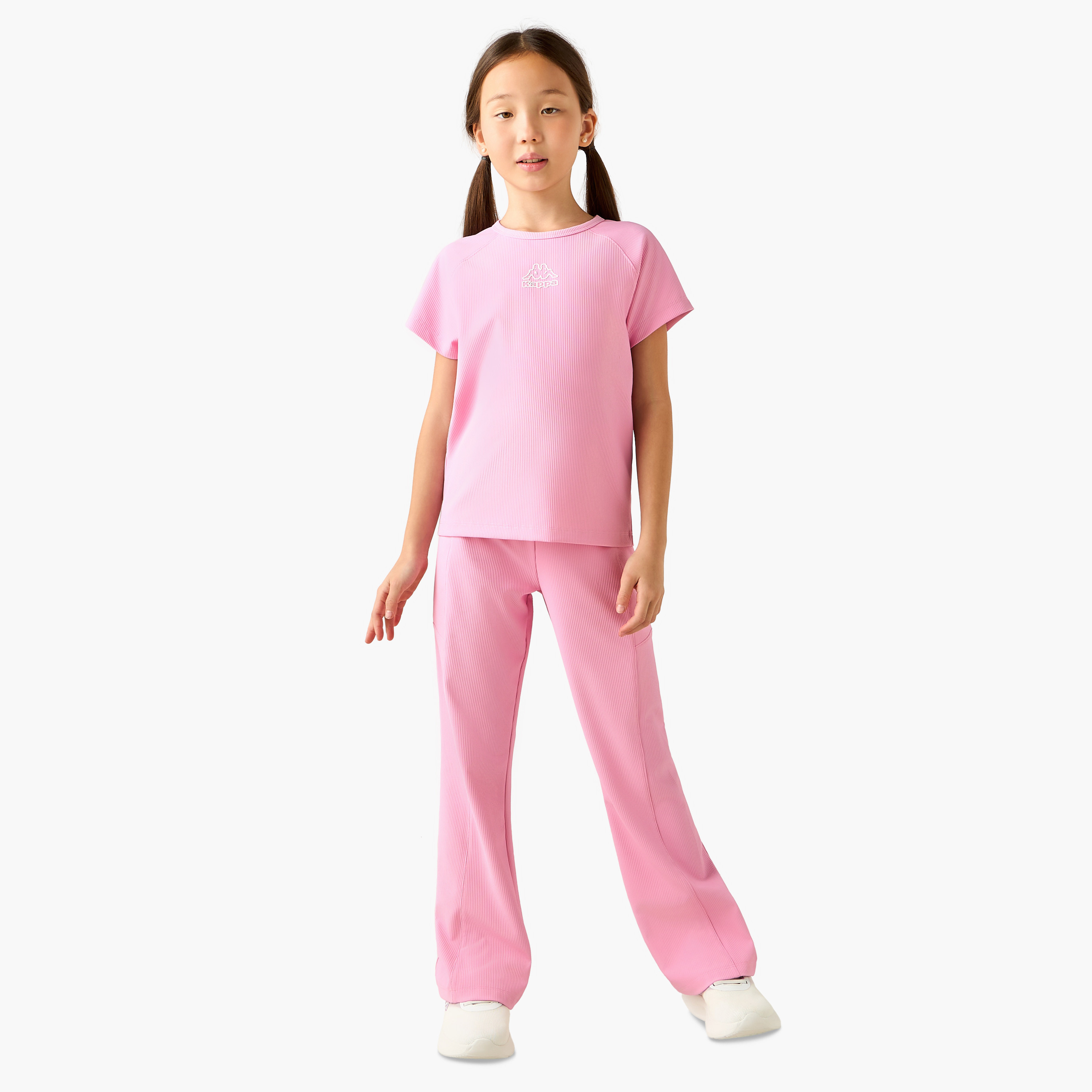 Kappa Flared Leggings with Ribbed Texture-girls-clothing-sportswear-bottoms-leggings-image-2