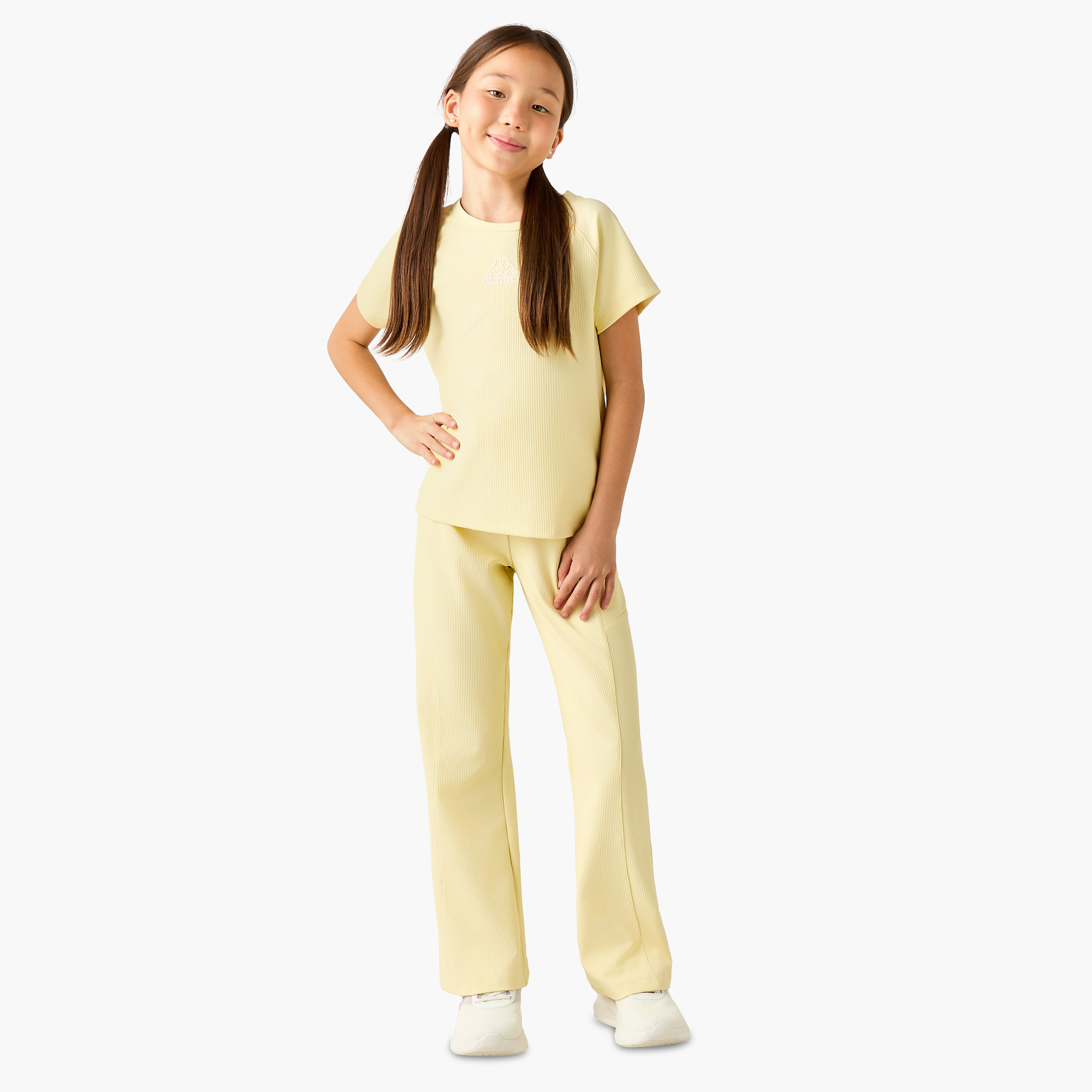 Kappa Flared Leggings with Ribbed Texture-girls-clothing-sportswear-bottoms-leggings-image-2