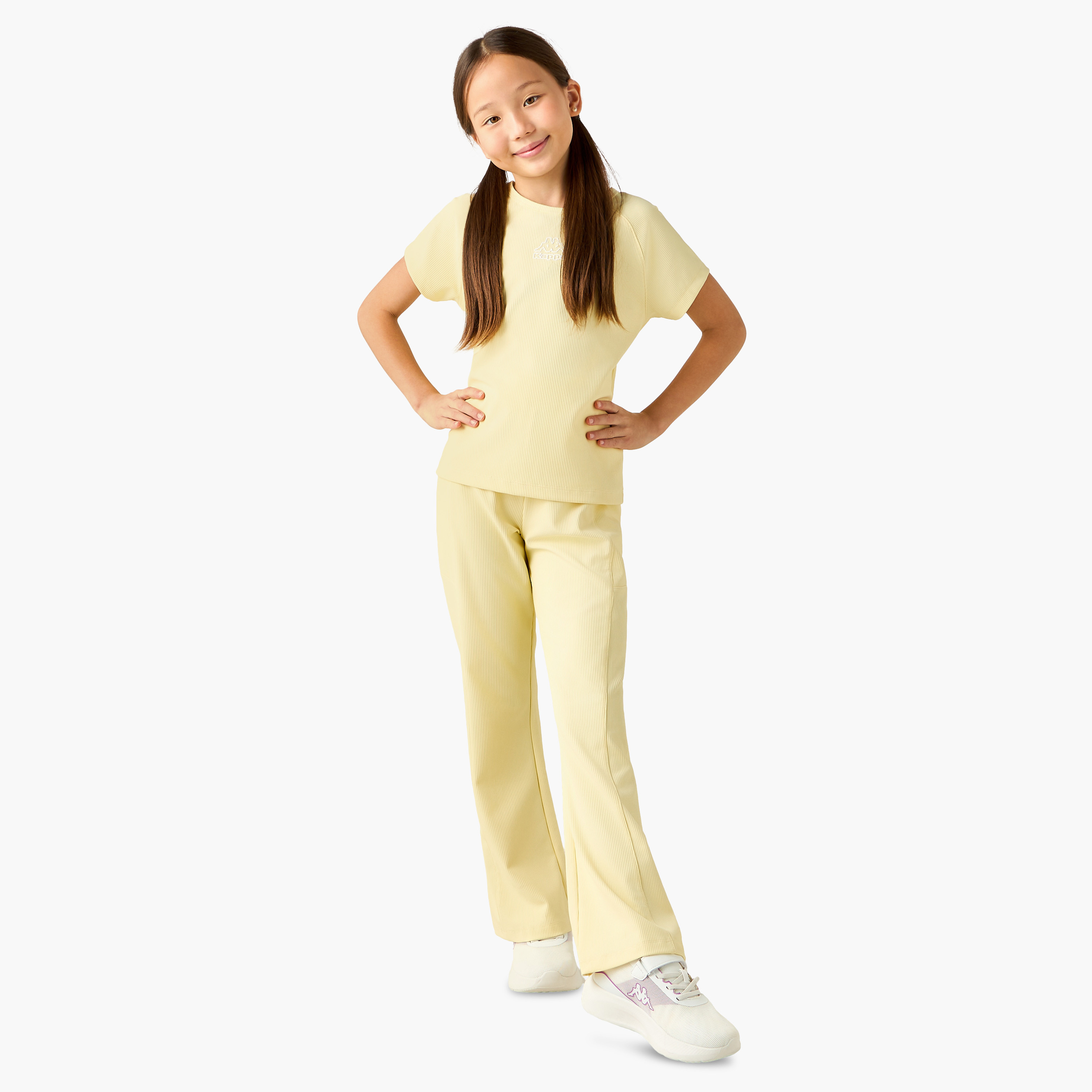 Kappa Flared Leggings with Ribbed Texture-girls-clothing-sportswear-bottoms-leggings-image-6