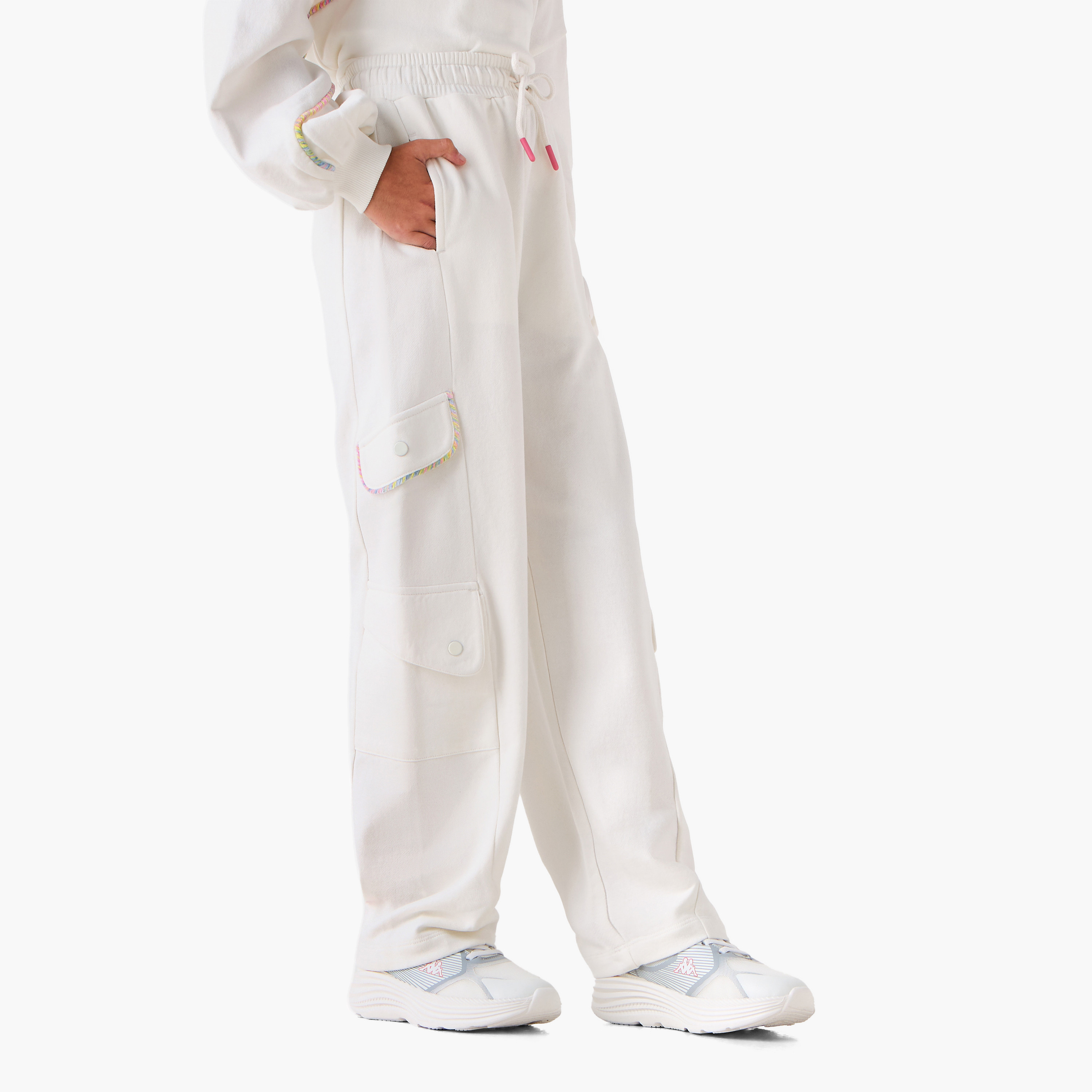 Kappa Elasticated Drawstring Waist Track Pants with Logo Print-girls-clothing-bottoms-joggersandtrackpants-image-1