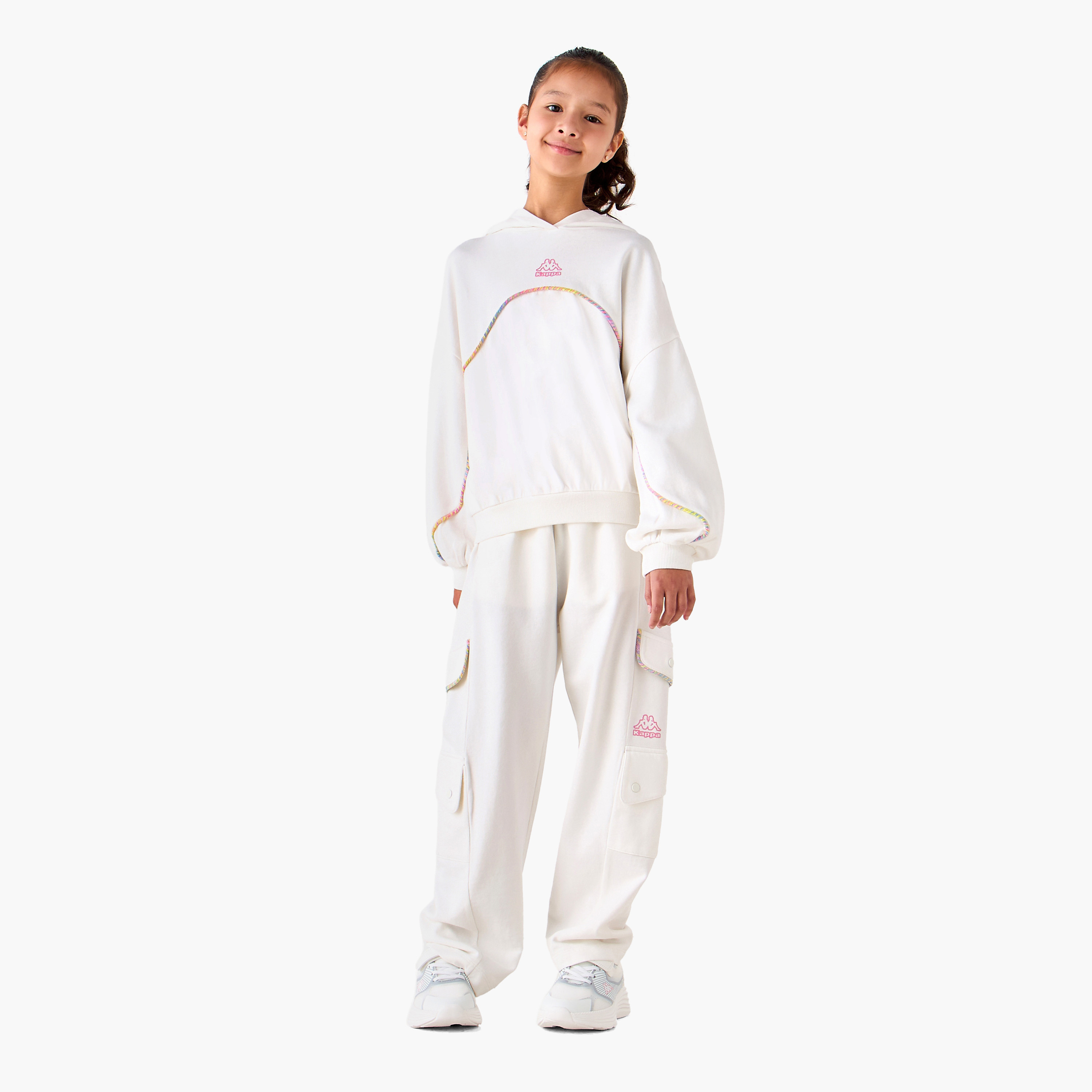 Kappa Elasticated Drawstring Waist Track Pants with Logo Print-girls-clothing-bottoms-joggersandtrackpants-image-2