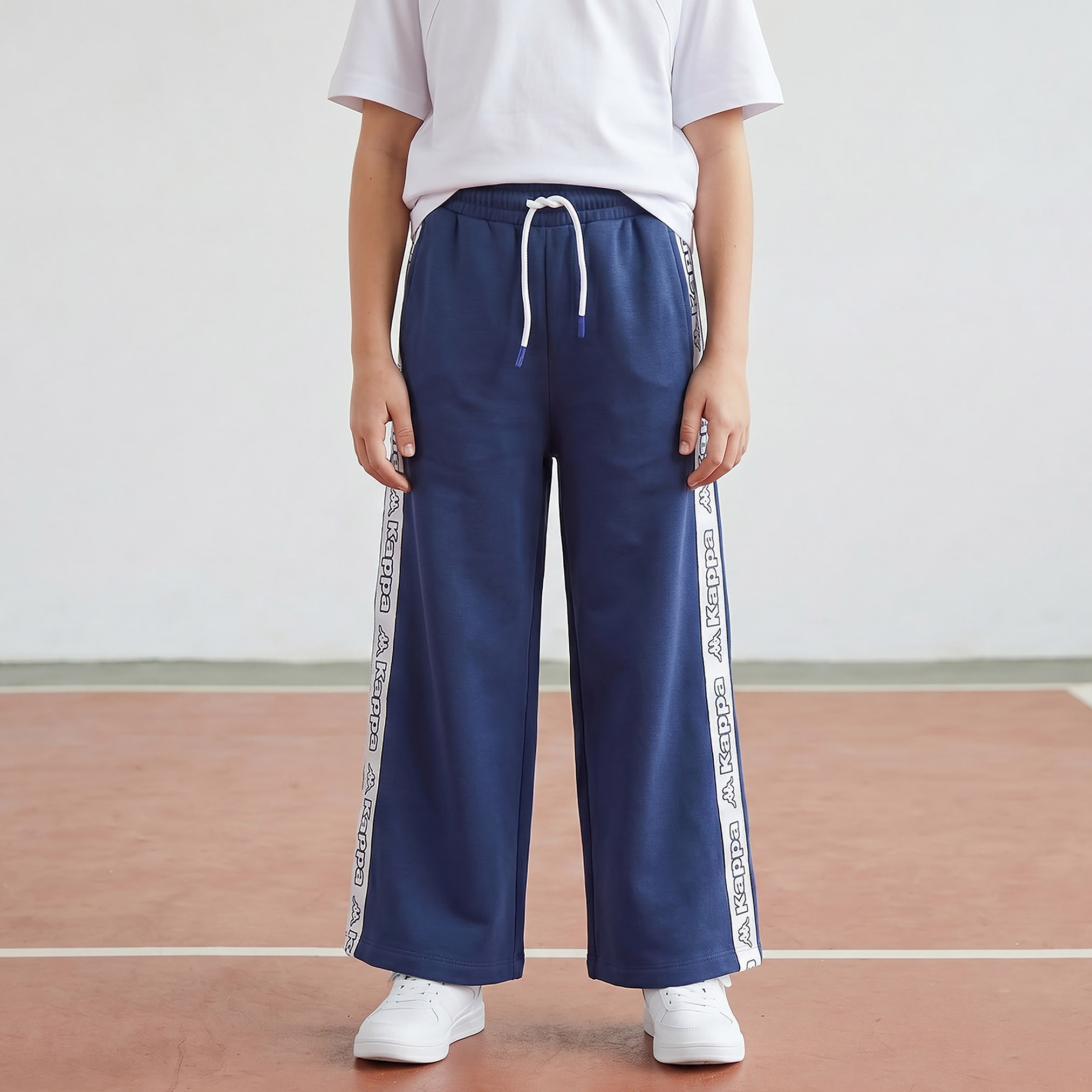 Kappa Elasticated Drawstring Waist Track Pants with Logo Print-girls-clothing-bottoms-joggersandtrackpants-image-1