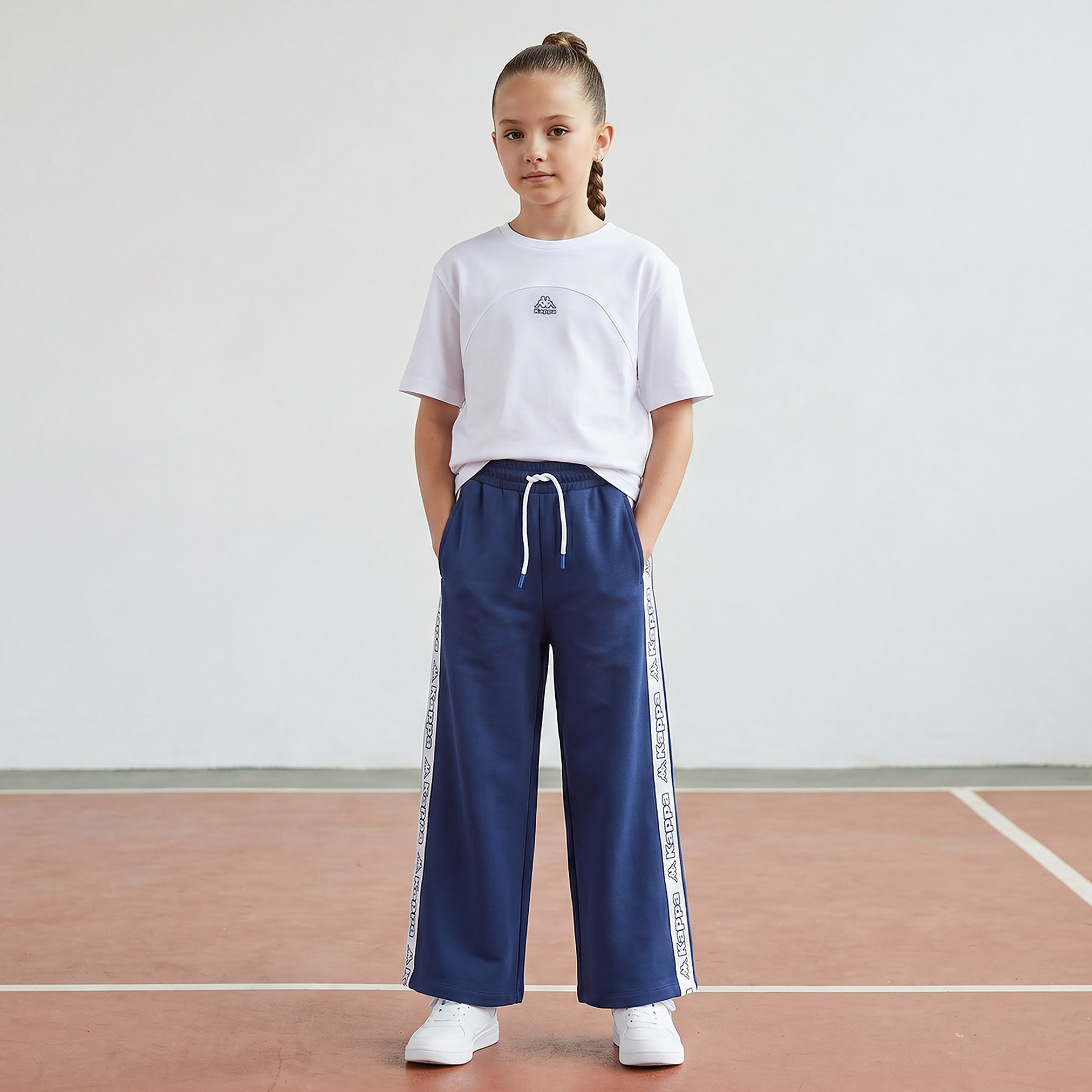 Kappa Elasticated Drawstring Waist Track Pants with Logo Print-girls-clothing-bottoms-joggersandtrackpants-image-2