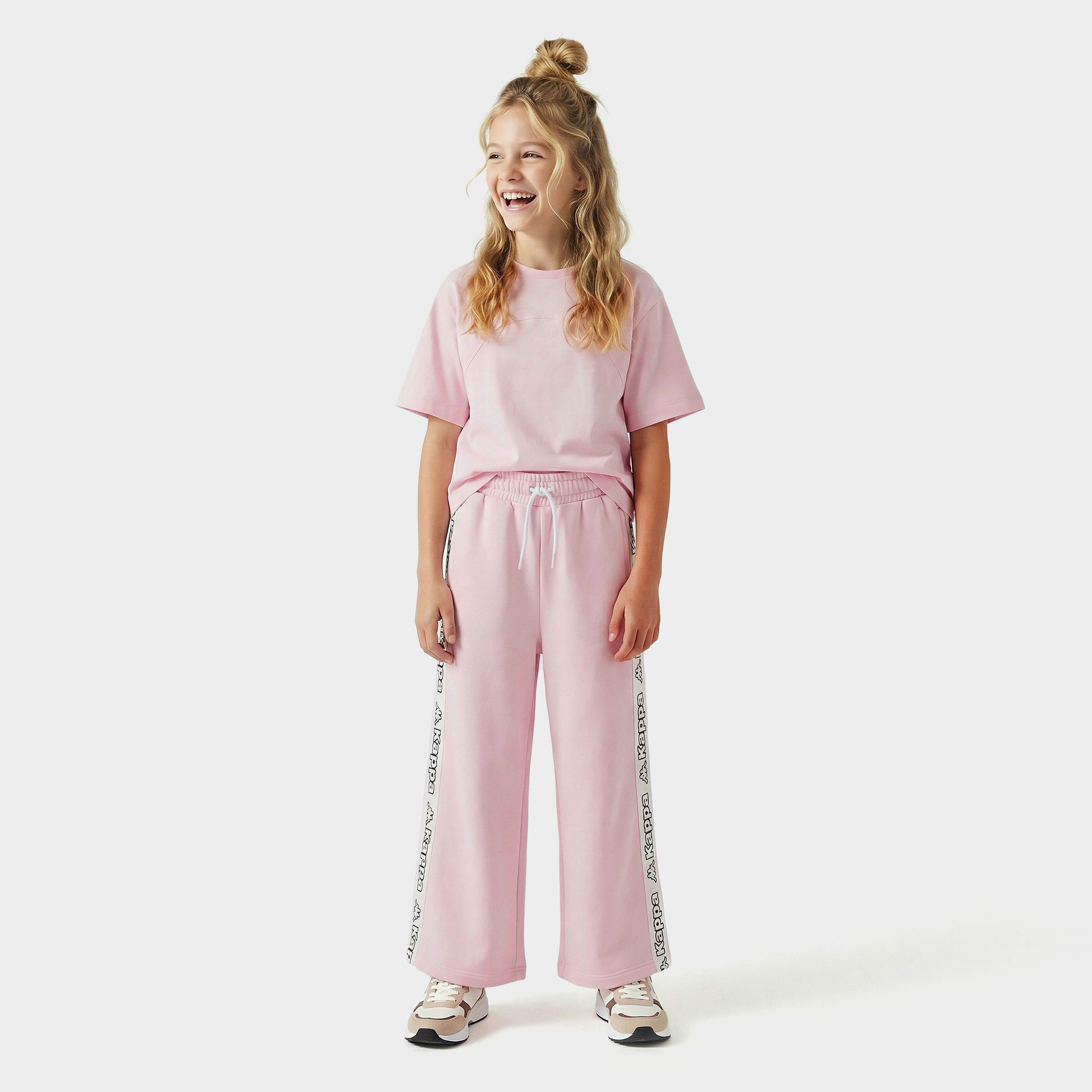 بنطلون رياضي بخصر مطاطي برباط إغلاق وتفاصيل شريط جانبي من كابا-girls-clothing-bottoms-joggersandtrackpants-image-2