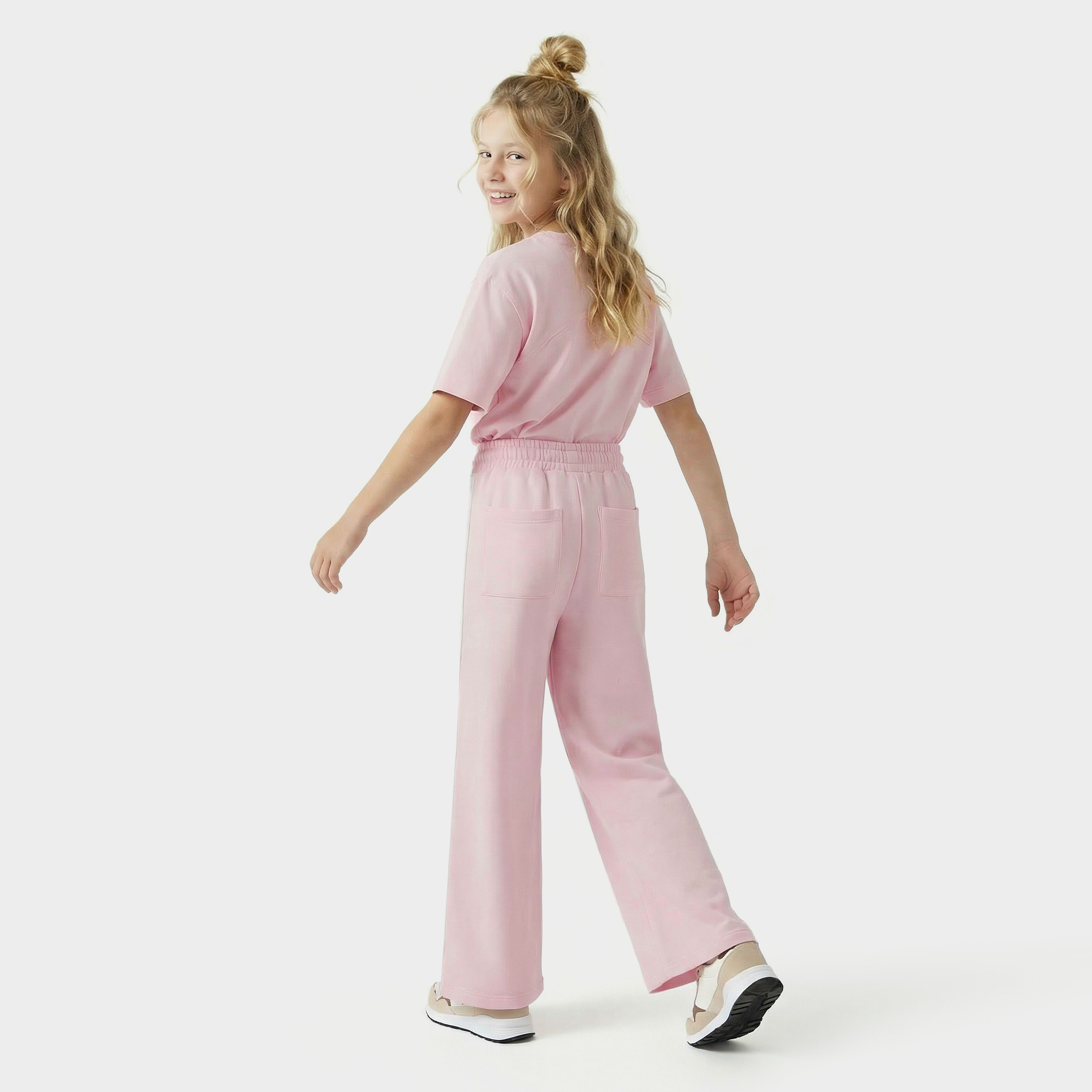 بنطلون رياضي بخصر مطاطي برباط إغلاق وتفاصيل شريط جانبي من كابا-girls-clothing-bottoms-joggersandtrackpants-image-3