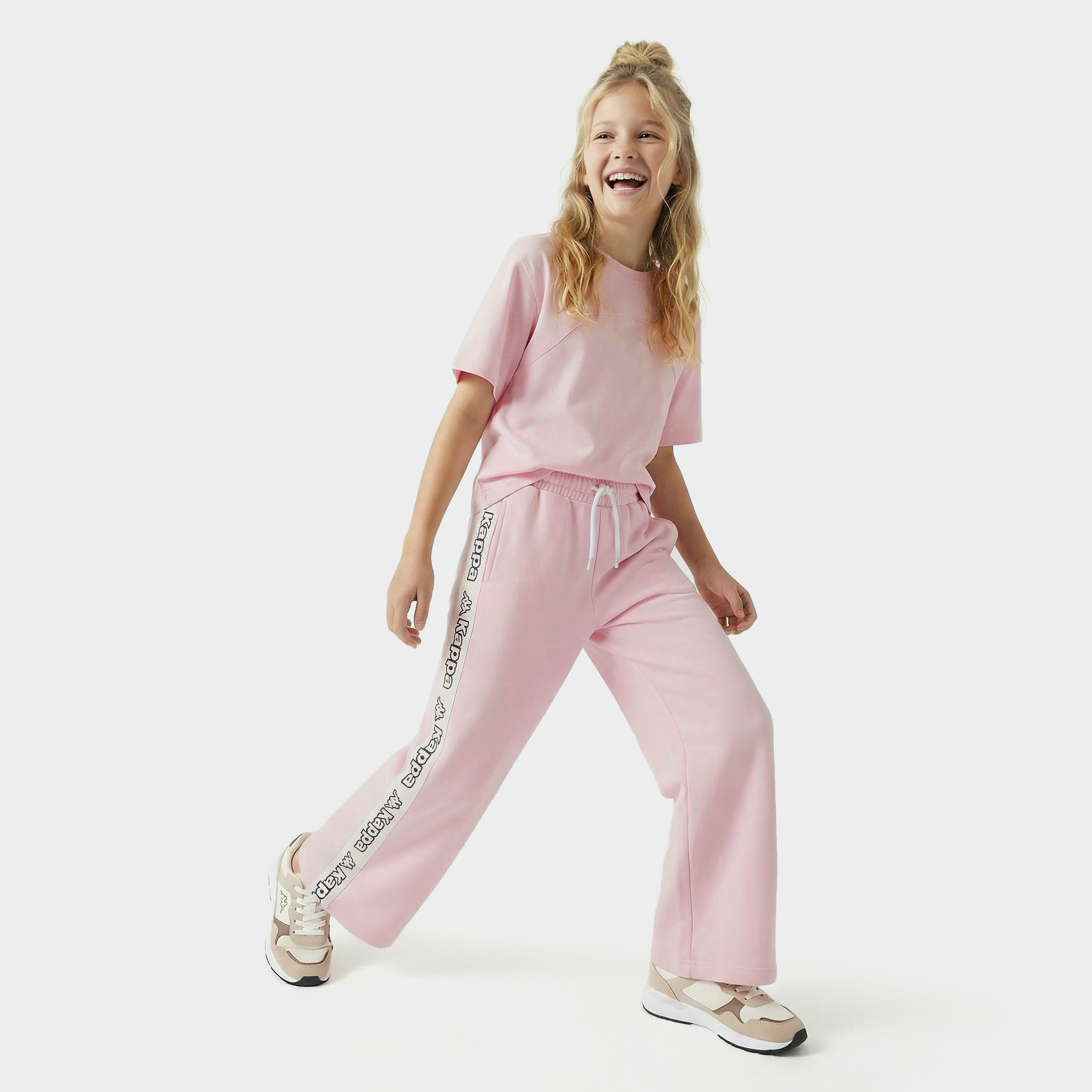 بنطلون رياضي بخصر مطاطي برباط إغلاق وتفاصيل شريط جانبي من كابا-girls-clothing-bottoms-joggersandtrackpants-image-5