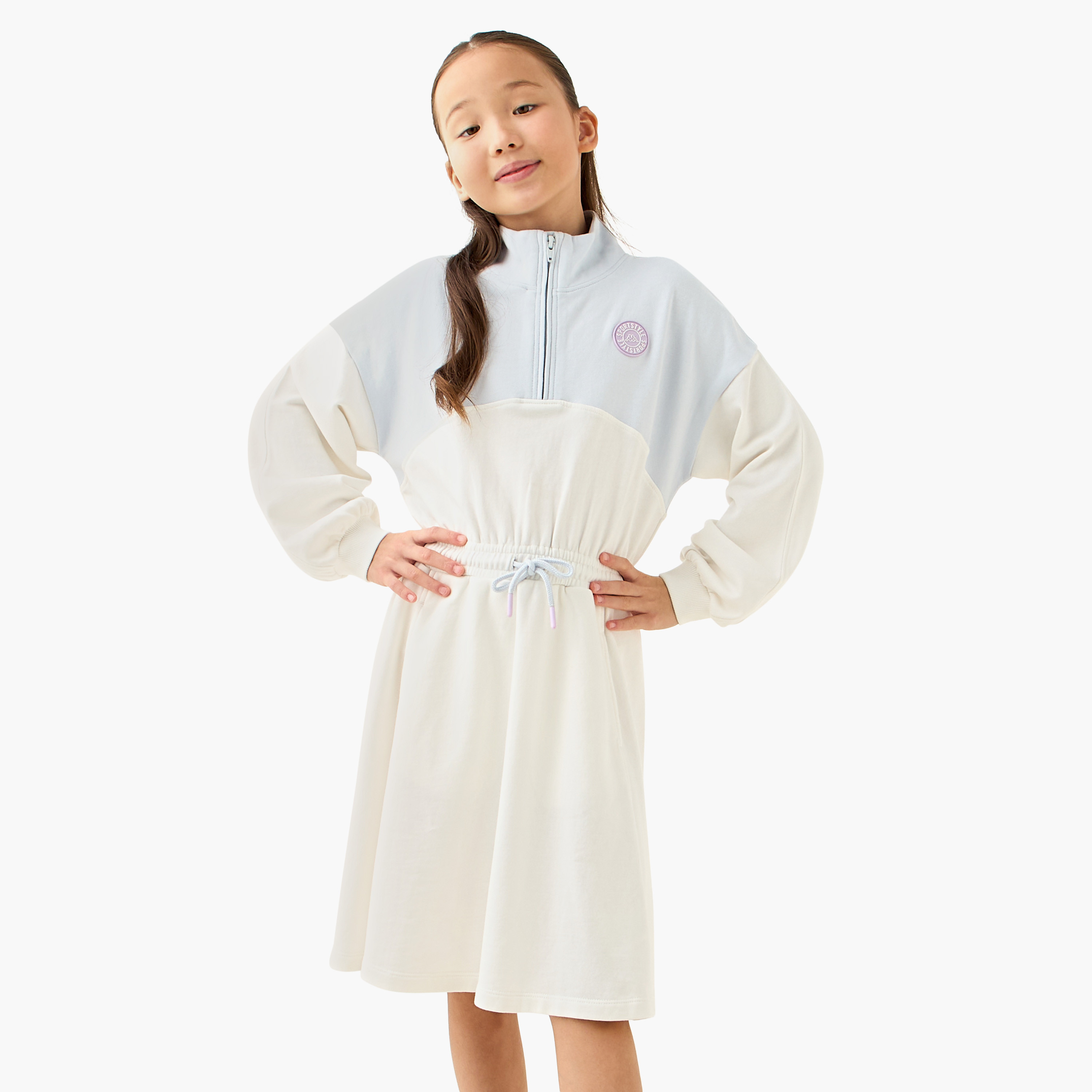 Kappa High Neck Long Sleeve Dress with Zip Closure-girls-clothing-dressesandjumpsuits-image-1