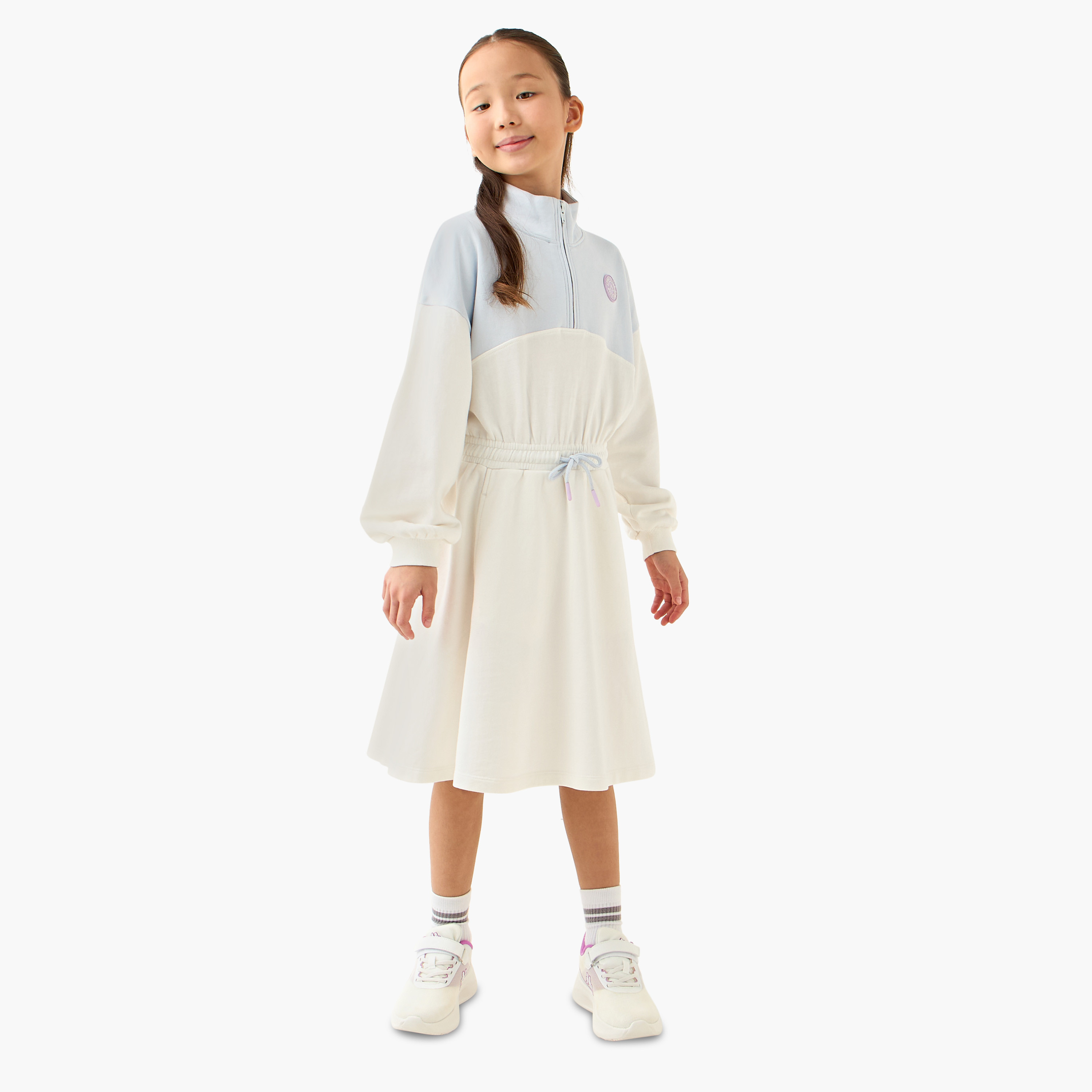 Kappa High Neck Long Sleeve Dress with Zip Closure-girls-clothing-dressesandjumpsuits-image-2