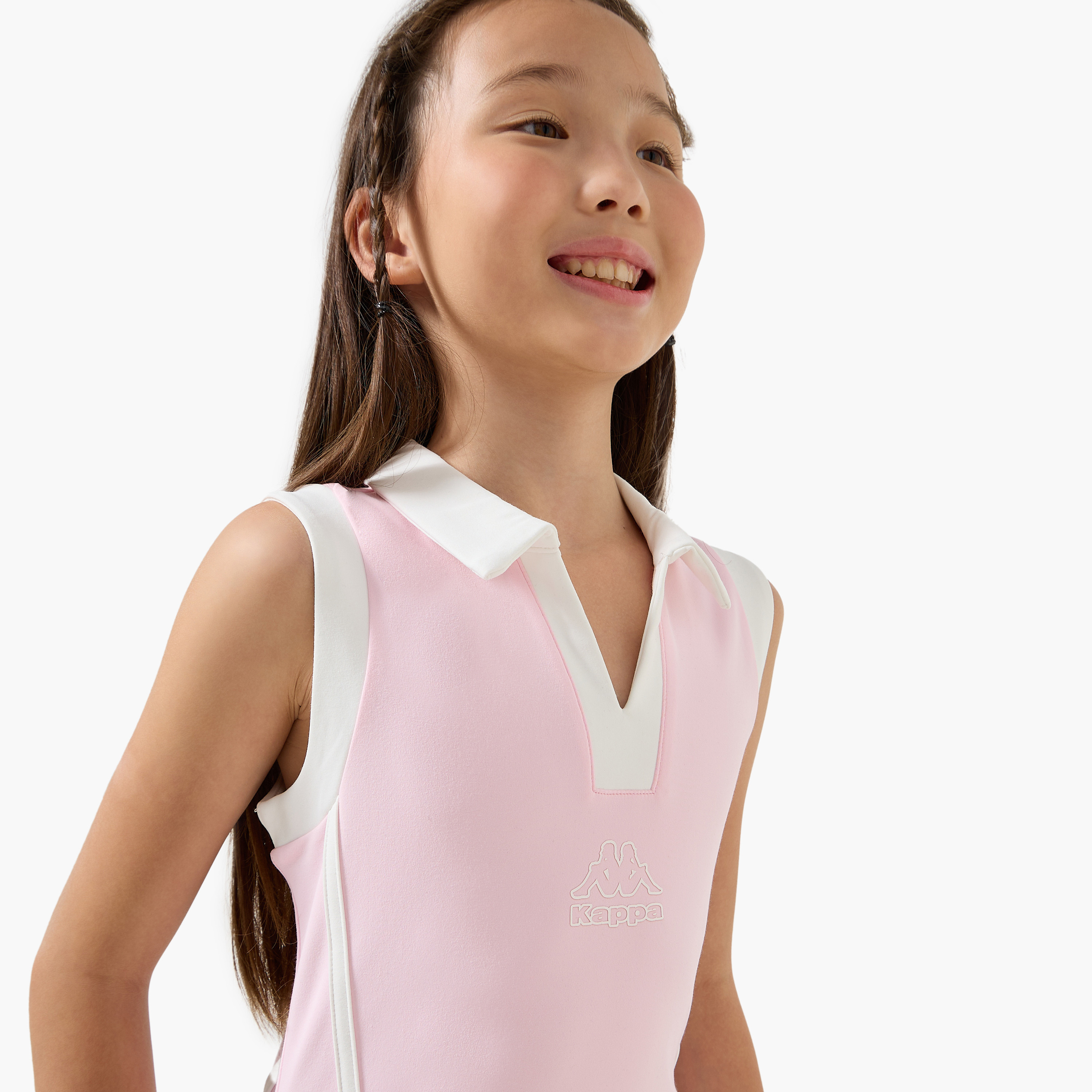 Kappa Collared Sleeveless Knee Length A-Line Dress with Pockets-girls-clothing-dressesandjumpsuits-image-4