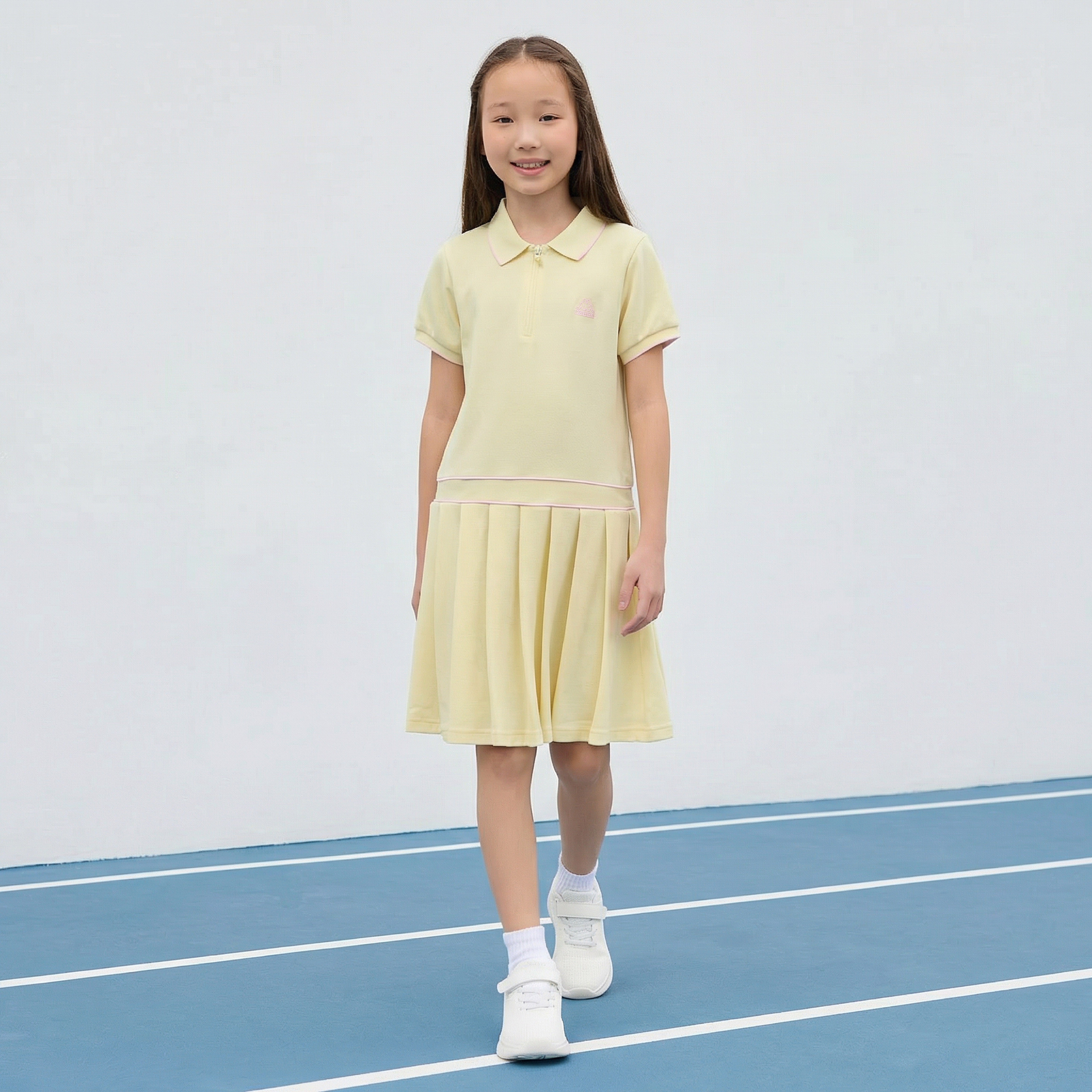 Kappa Collared Short Sleeve Dress with Pleats-girls-clothing-dressesandjumpsuits-image-1