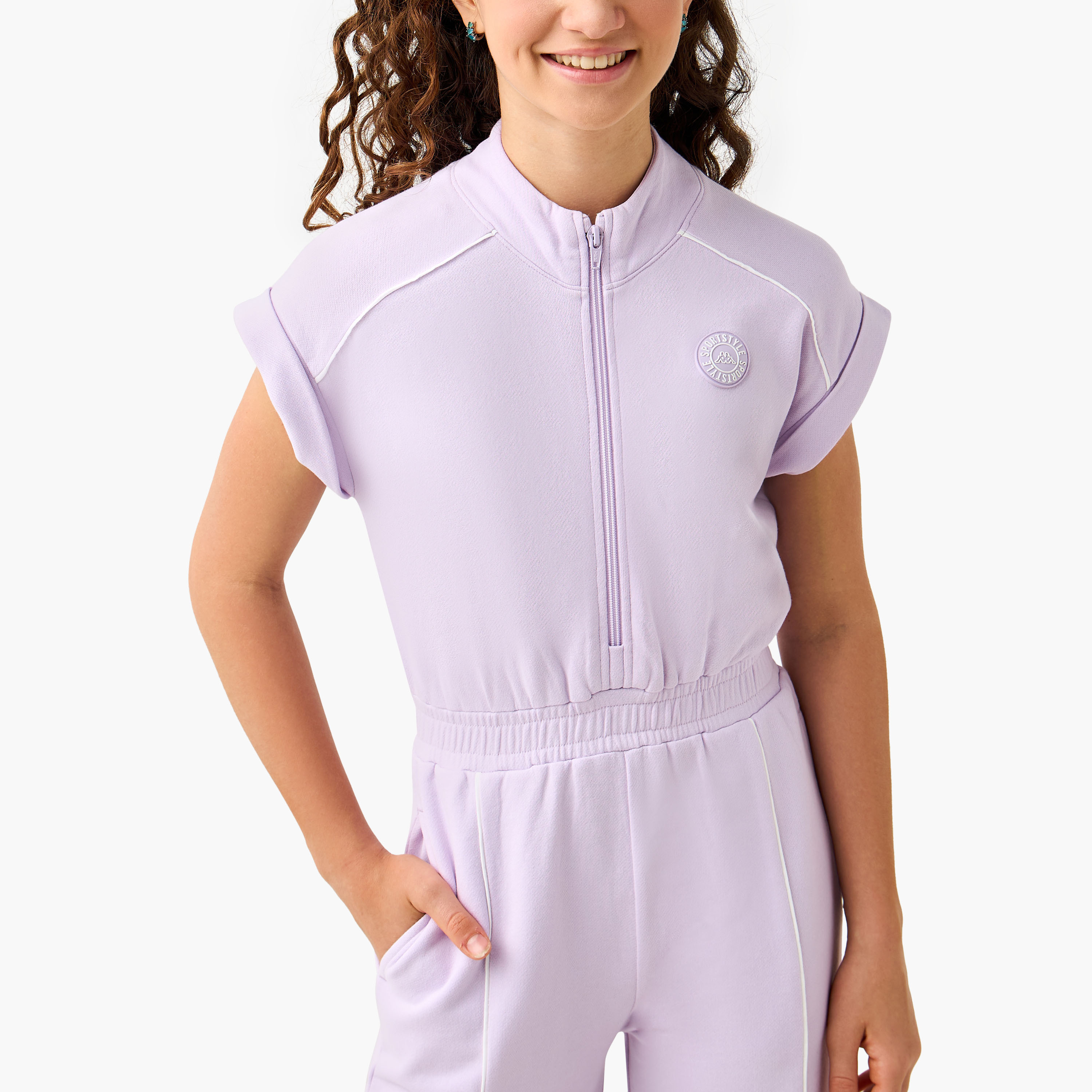 Kappa High Neck Short Sleeves Jumpsuit with Zip Closure-girls-clothing-dressesandjumpsuits-image-4
