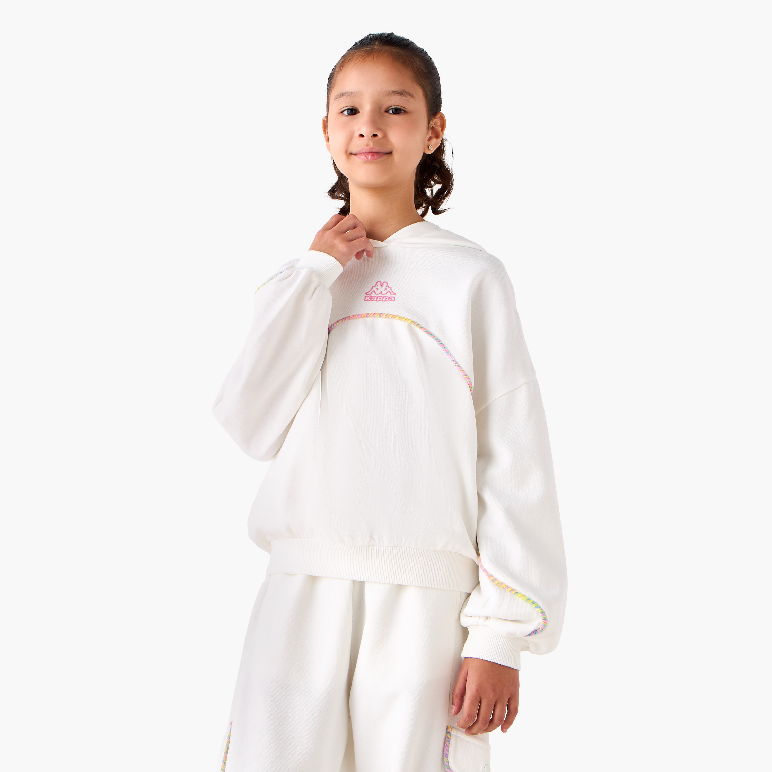 Kappa Hooded Sweatshirt with Long Sleeves-girls-clothing-winterwear-sweatshirts-image-1