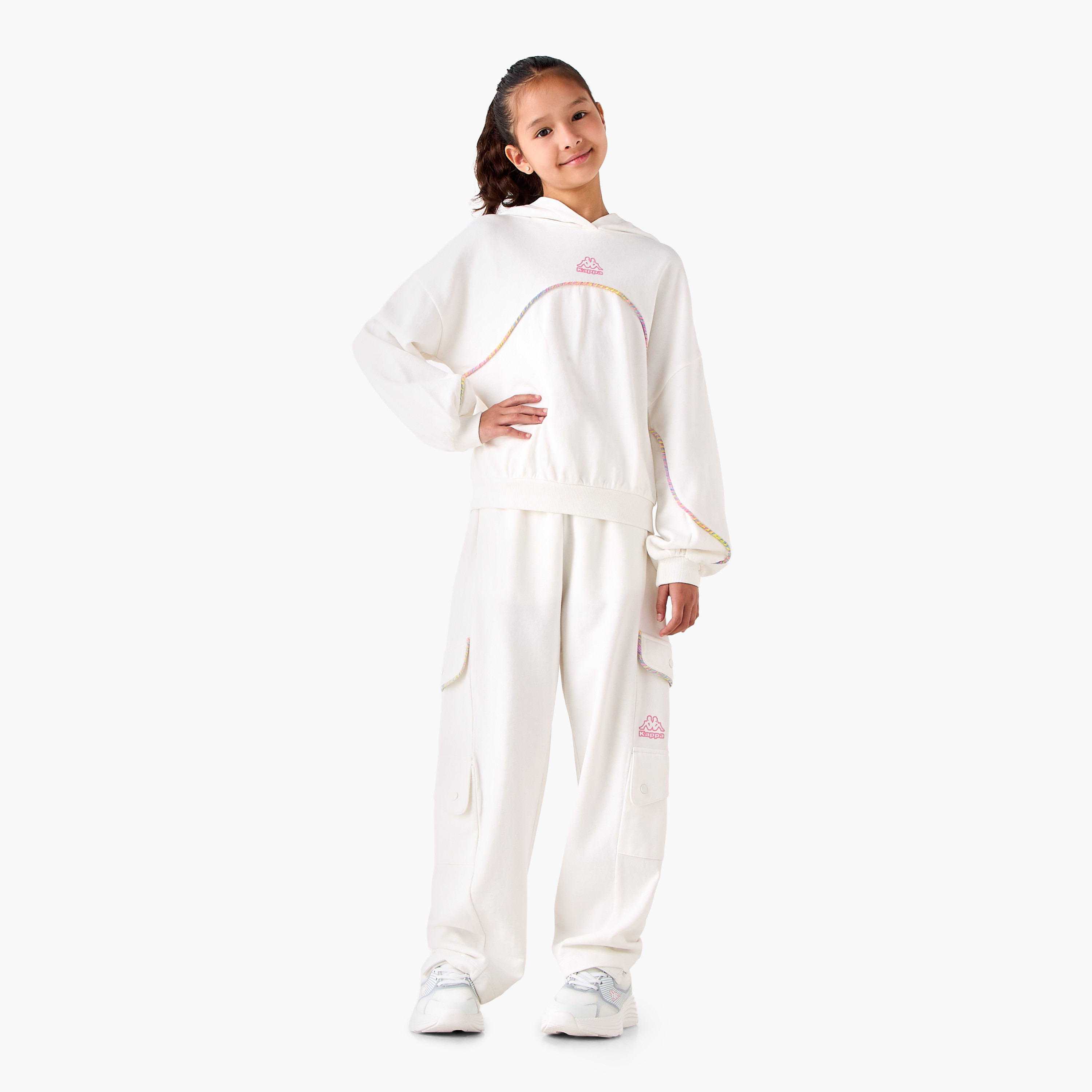 Kappa Hooded Sweatshirt with Long Sleeves-girls-clothing-winterwear-sweatshirts-image-2