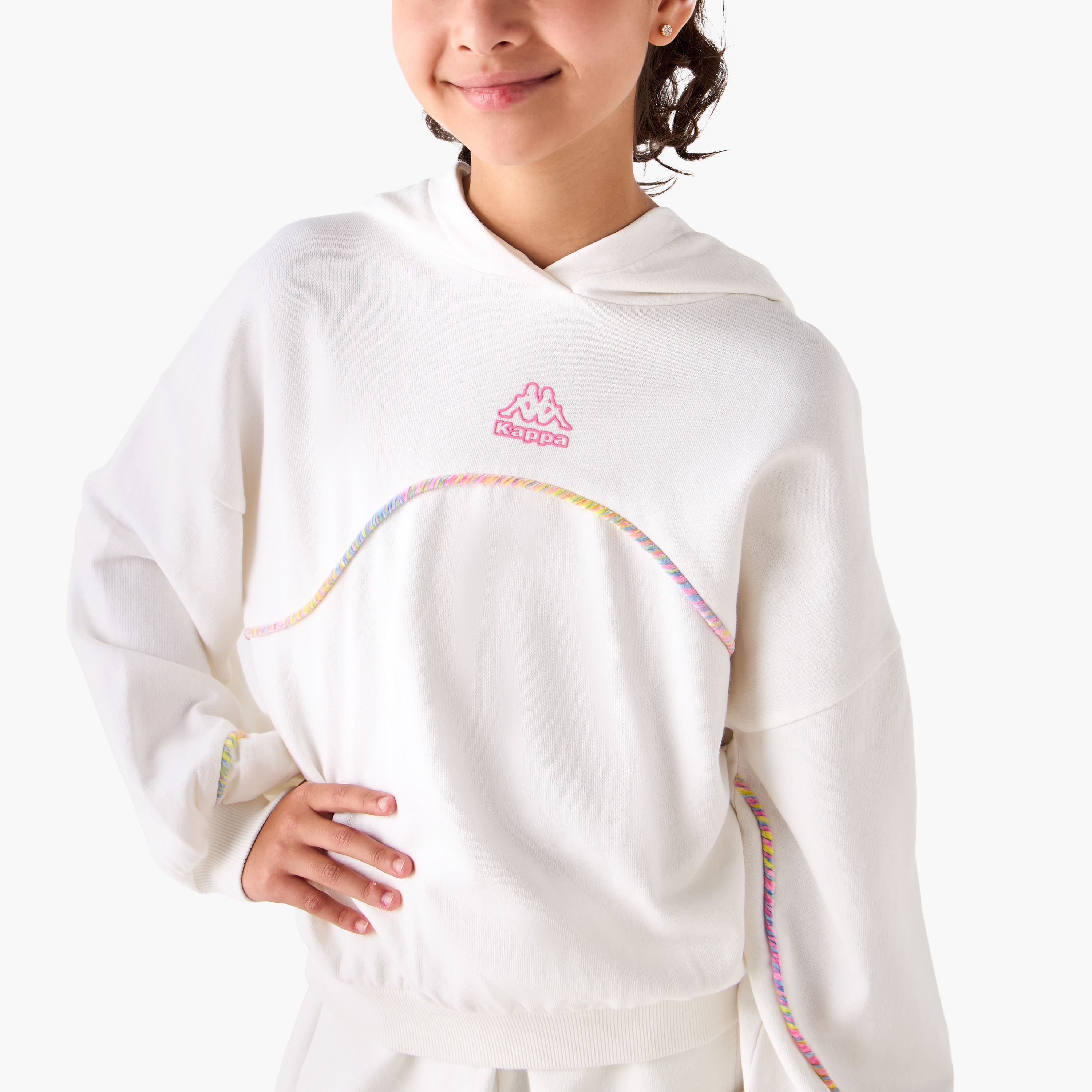 Kappa Hooded Sweatshirt with Long Sleeves-girls-clothing-winterwear-sweatshirts-image-4