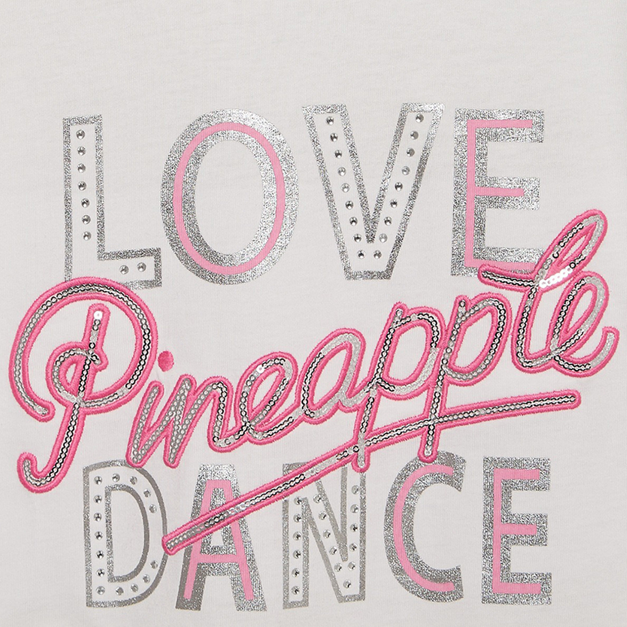 Pineapple Round Neck Short Sleeves T-shirt with Typographic Print-girls-clothing-tshirts-image-4