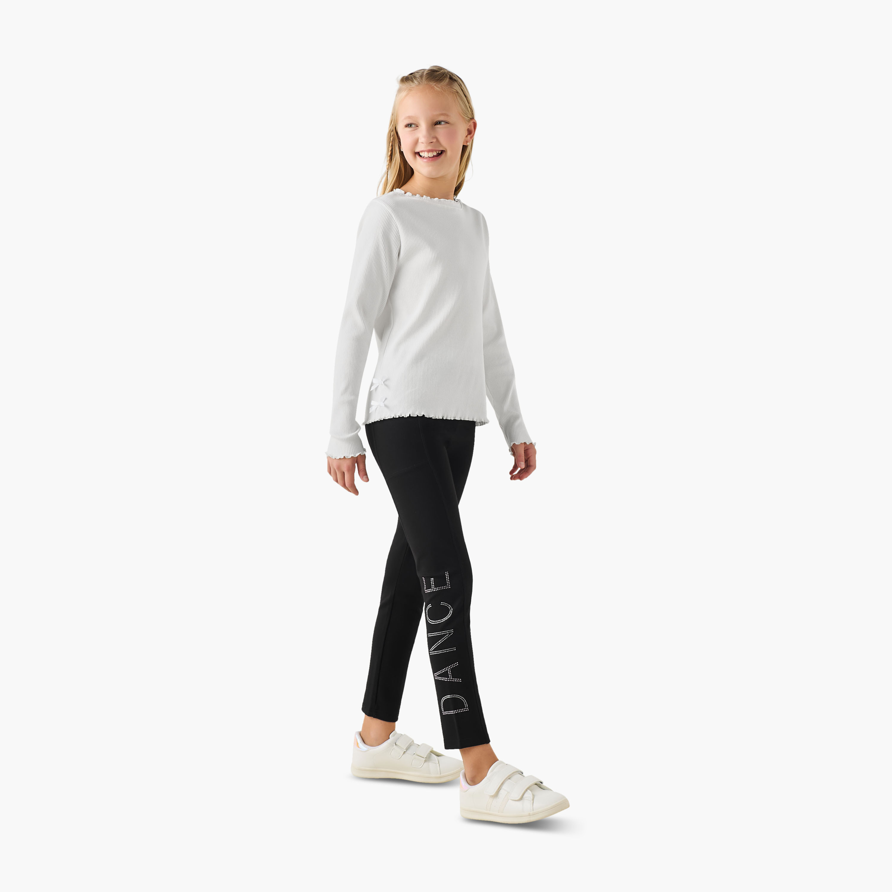 Pineapple Leggings with Logo Print-girls-clothing-bottoms-leggings-image-2