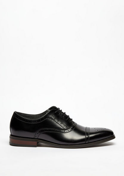 Duchini Men's Textured Oxford Shoes with Lace-Up Closure-Men%27s Formal Shoes-image-1