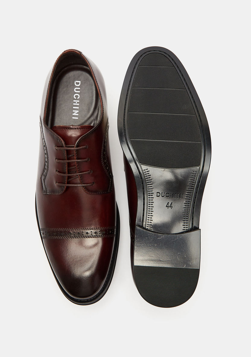 Duchini Men's Solid Derby Shoes with Lace-Up Closure-Men%27s Formal Shoes-image-4