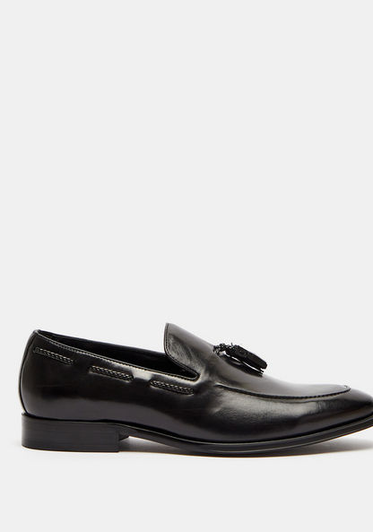 Duchini Men's Solid Slip-On Loafers with Tassel Accent
