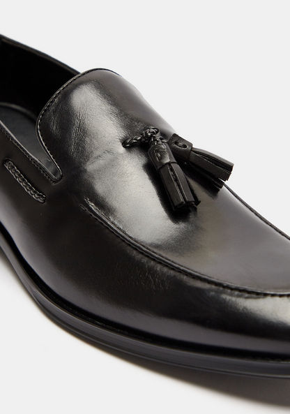 Duchini Men's Solid Slip-On Loafers with Tassel Accent