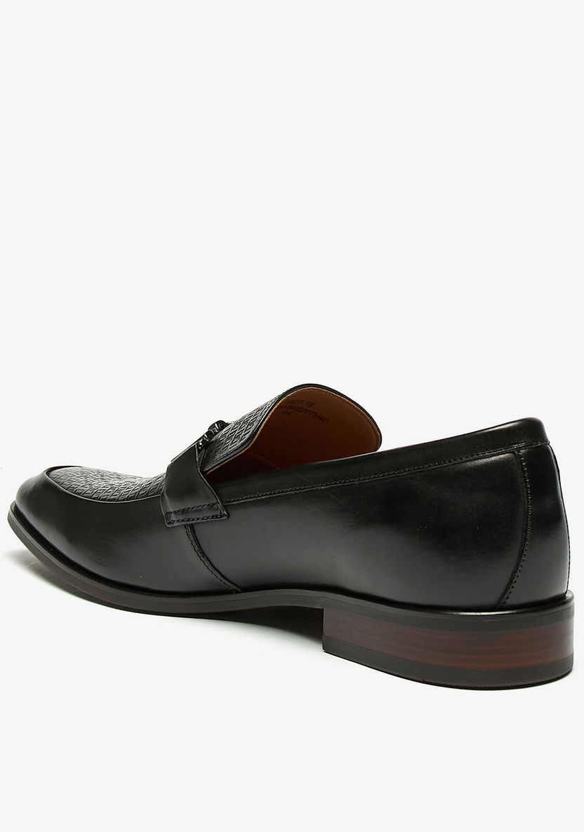 Duchini Men's Monogram Embossed Leather Slip-On Loafers-Loafers-image-2