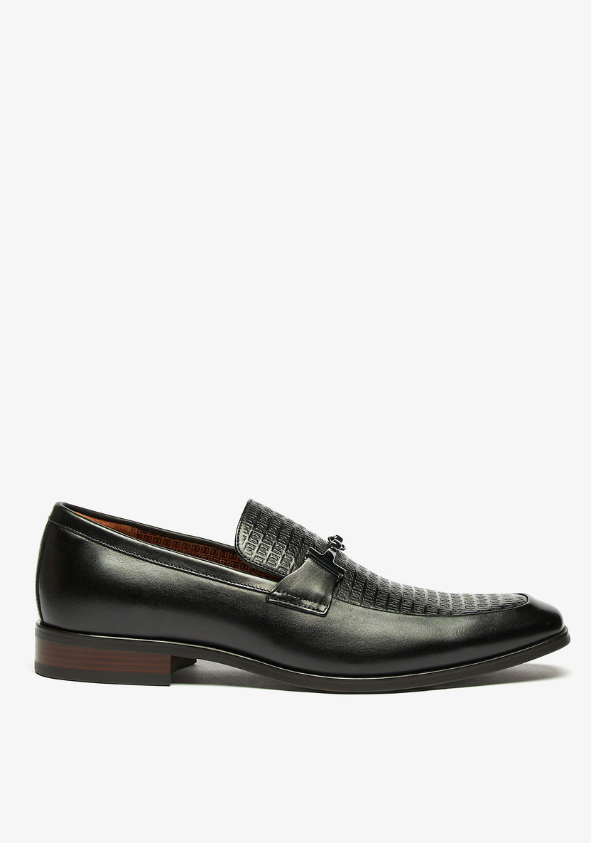 Duchini Men's Monogram Embossed Leather Slip-On Loafers-Loafers-image-3