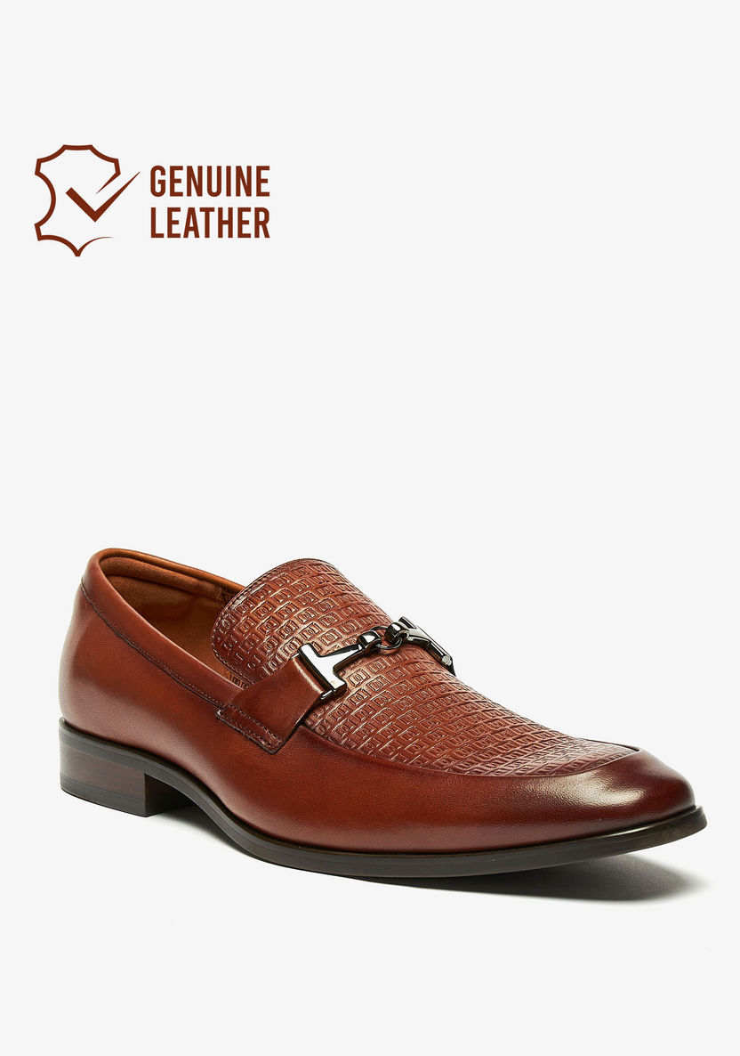 Duchini Men's Monogram Embossed Leather Slip-On Loafers-Loafers-image-0