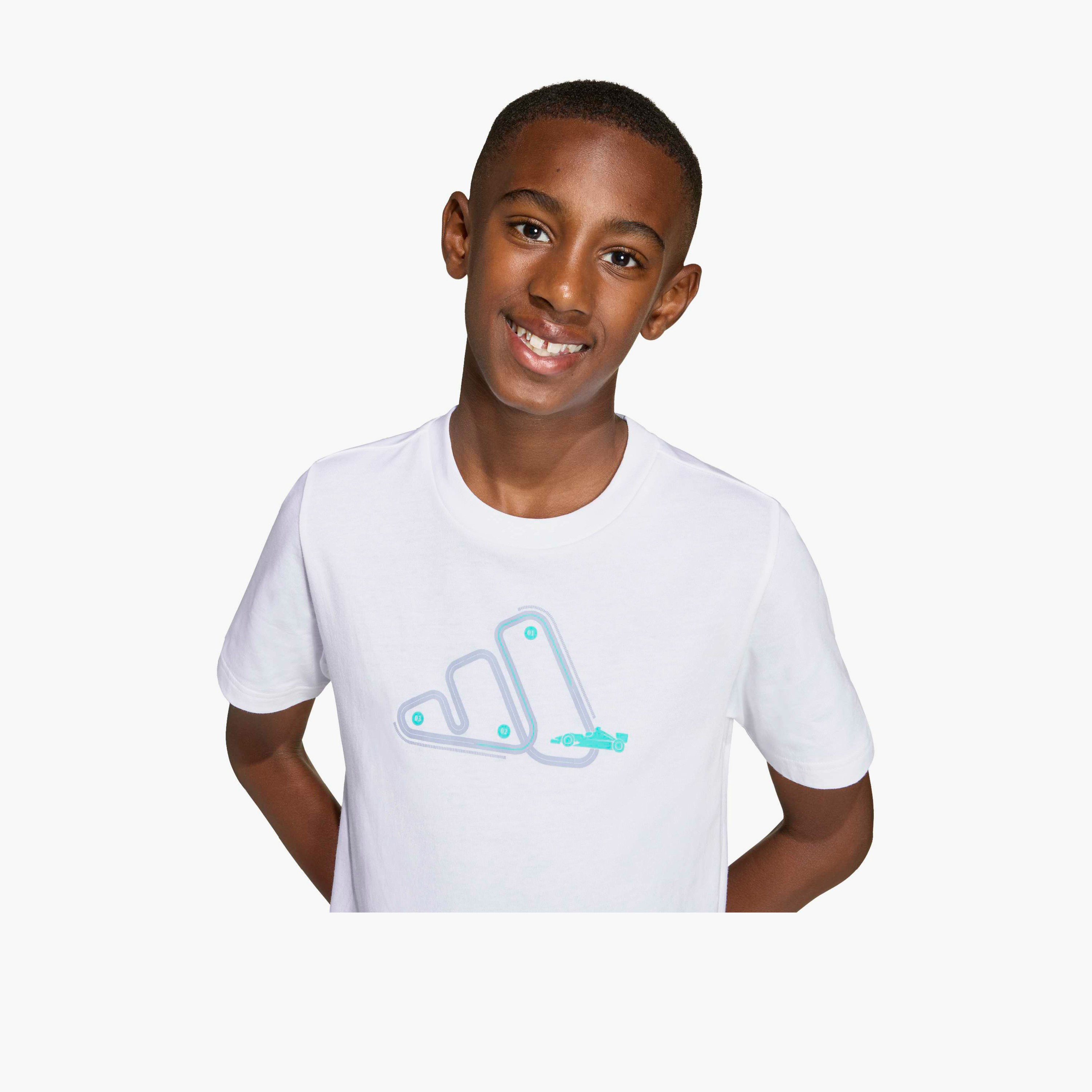 adidas Crew Neck Short Sleeves T-shirt with Logo Print-boys-clothing-sportswear-tops-image-5